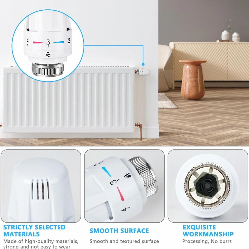 Flintronic Termostat do grzejnika M30 x 1,5 3 sztuki głowica zaworu termostatycznego
