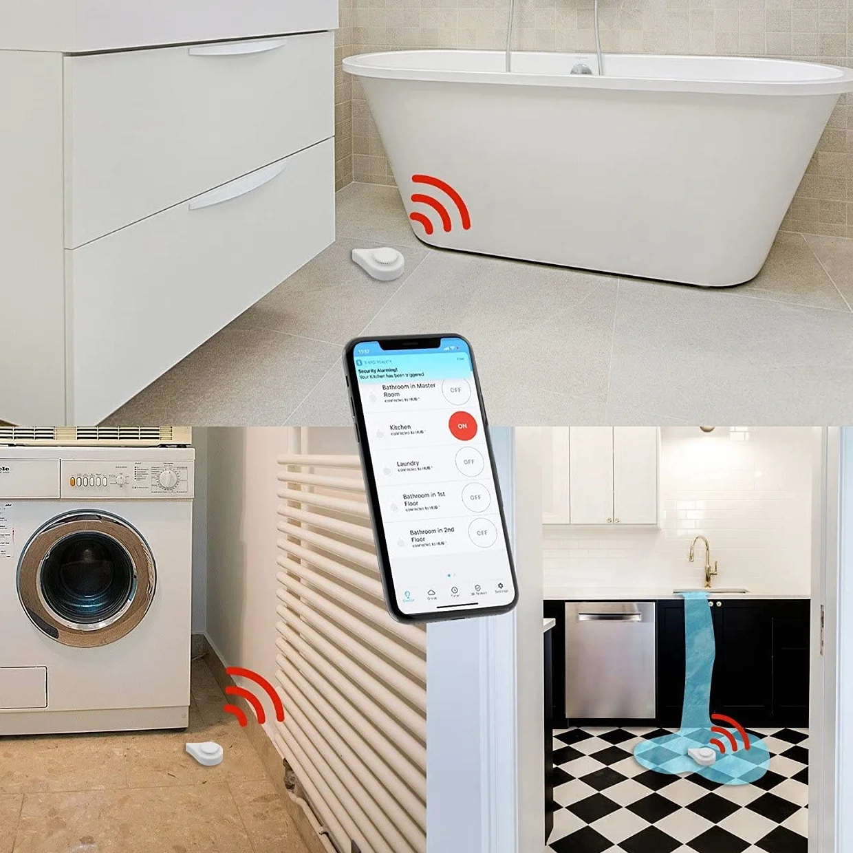THIRDREALITY Zigbee Czujnik wycieku wody z alarmem 120 dB, wykrywanie kapania, powiadomienia aplikacji