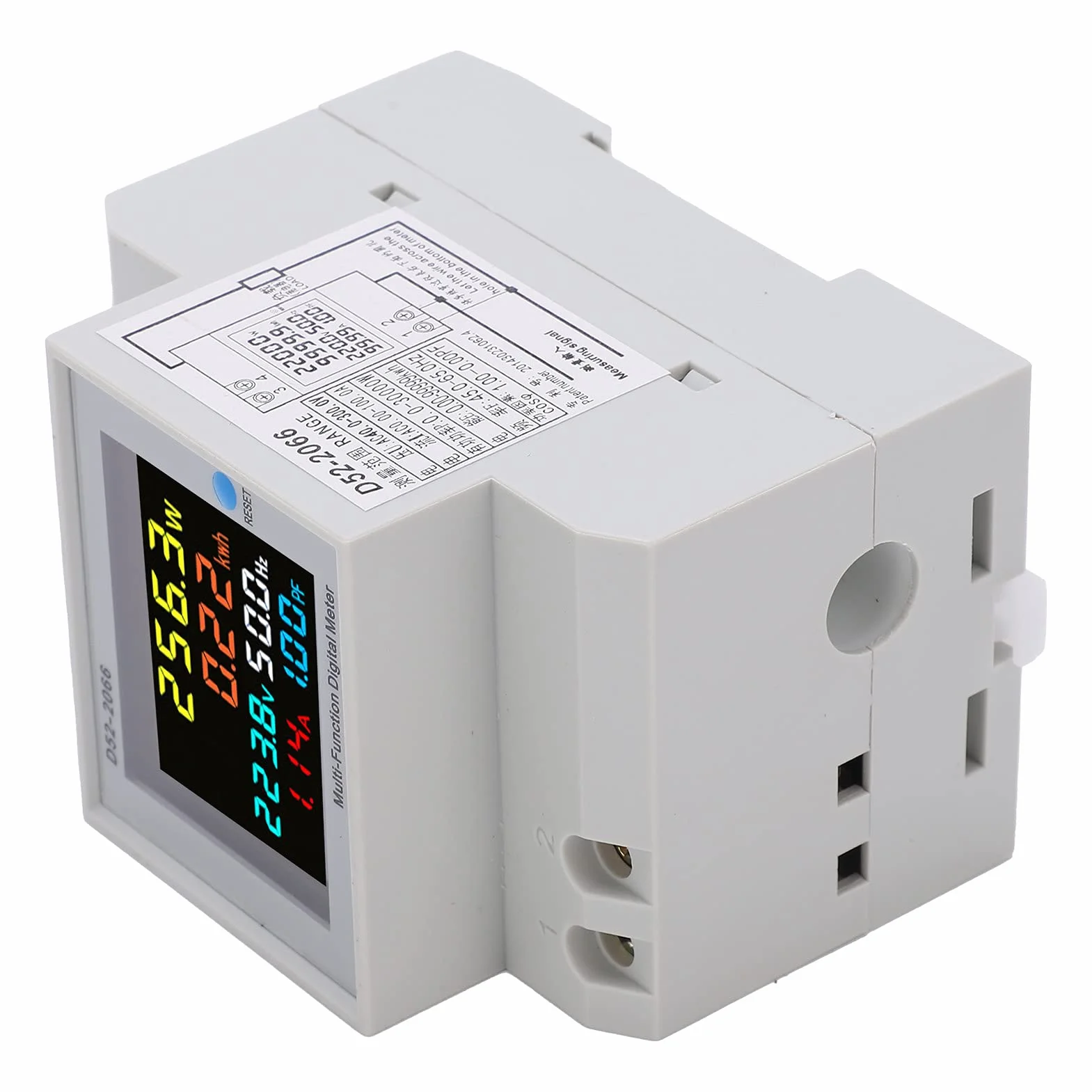 D52 2066 Watowy Licznik Godzin Kolorowy Ekran LCD Wbudowany Transformator Monitorowanie Elektryczne Jednofazowy Licznik Energii AC40.0 do 300.0V