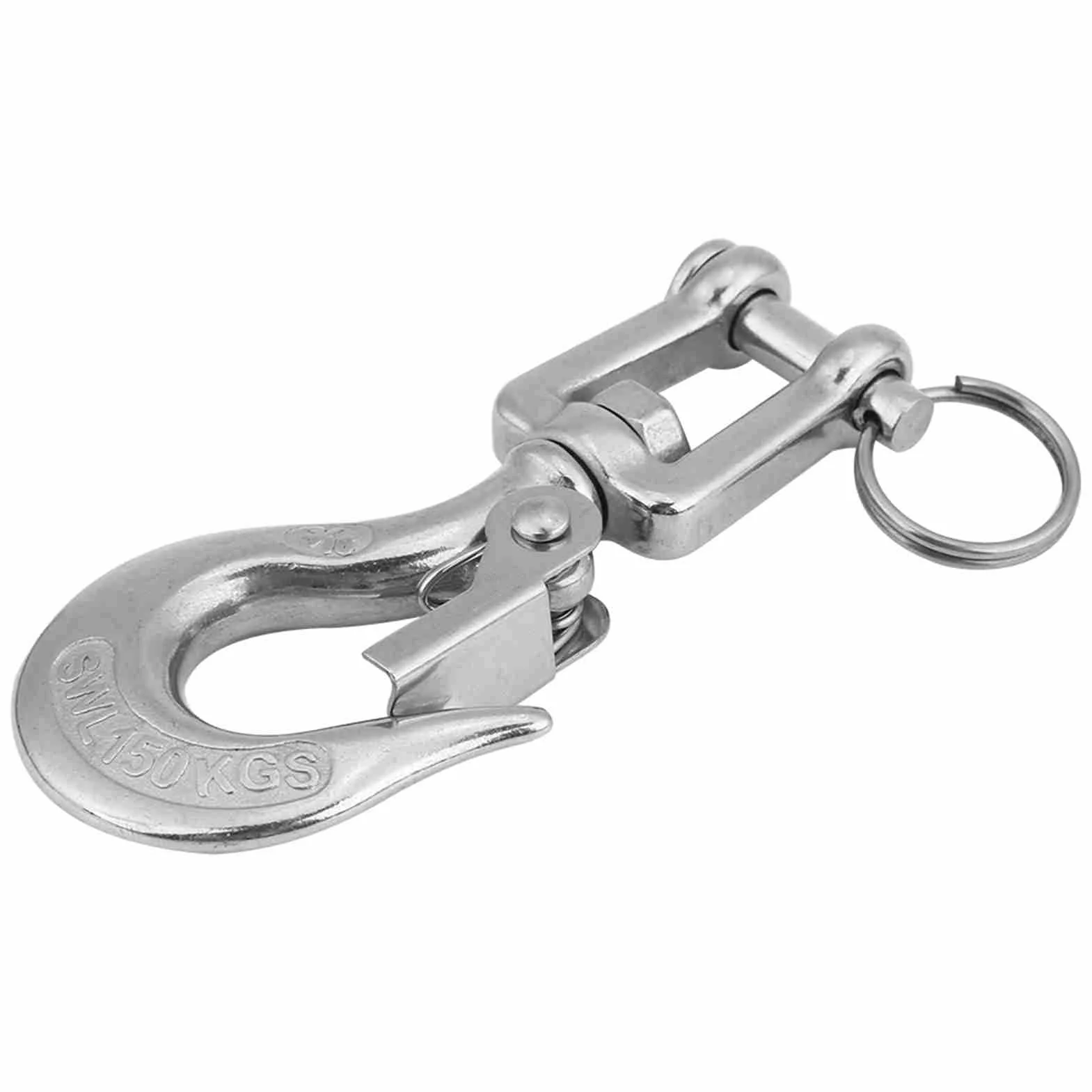 Obrotowy Hak z Oczkiem ze Stali Nierdzewnej 350 Kg Limit Roboczy Karabińczyk Stal 304 90 mm