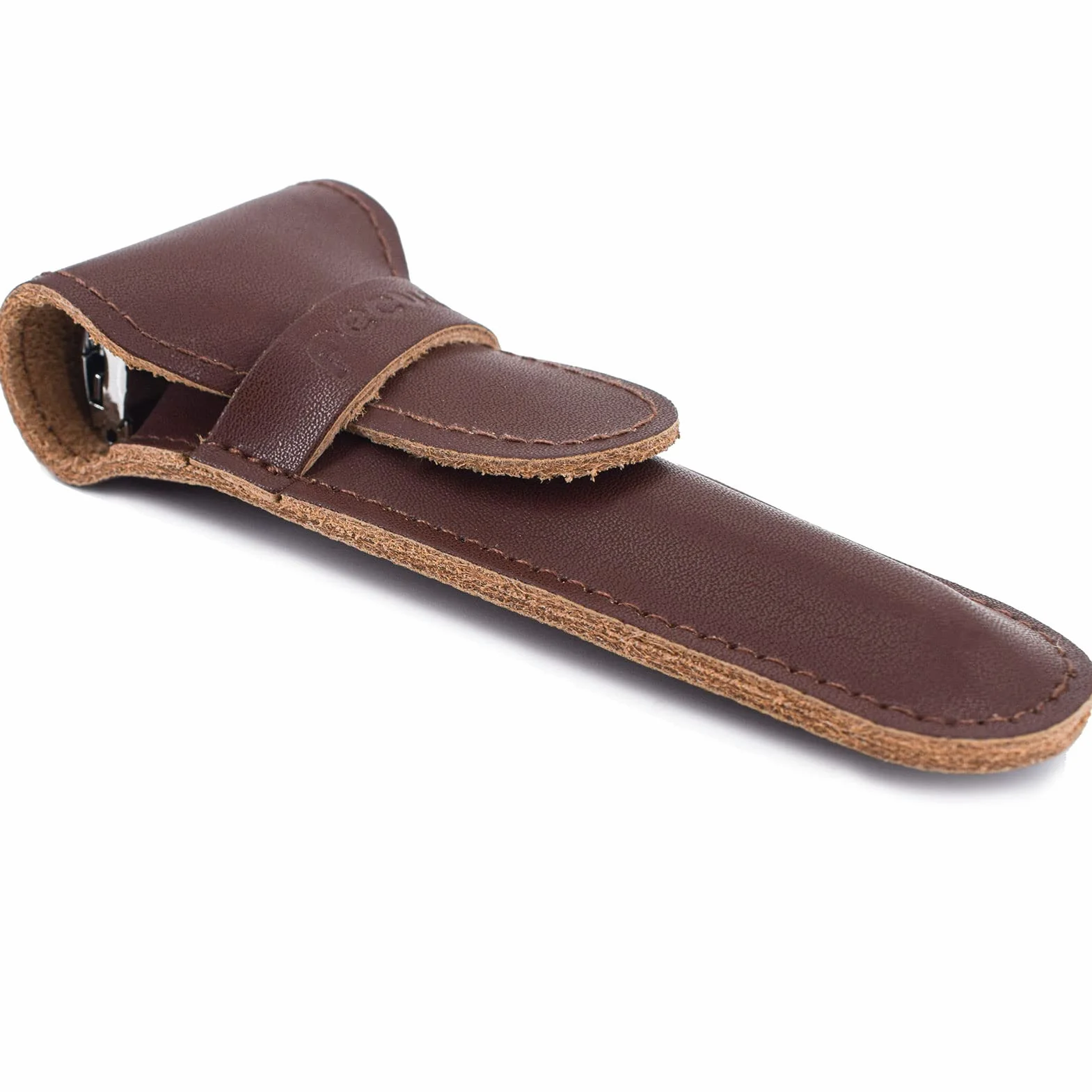 Oryginalna skórzana osłona ochronna na brzytwę ze skóry / Travel Case for Any Safety Razors - Brown Razor Case Keeps Your Double Edge Razor Blade Safe..., brązowy, modny;