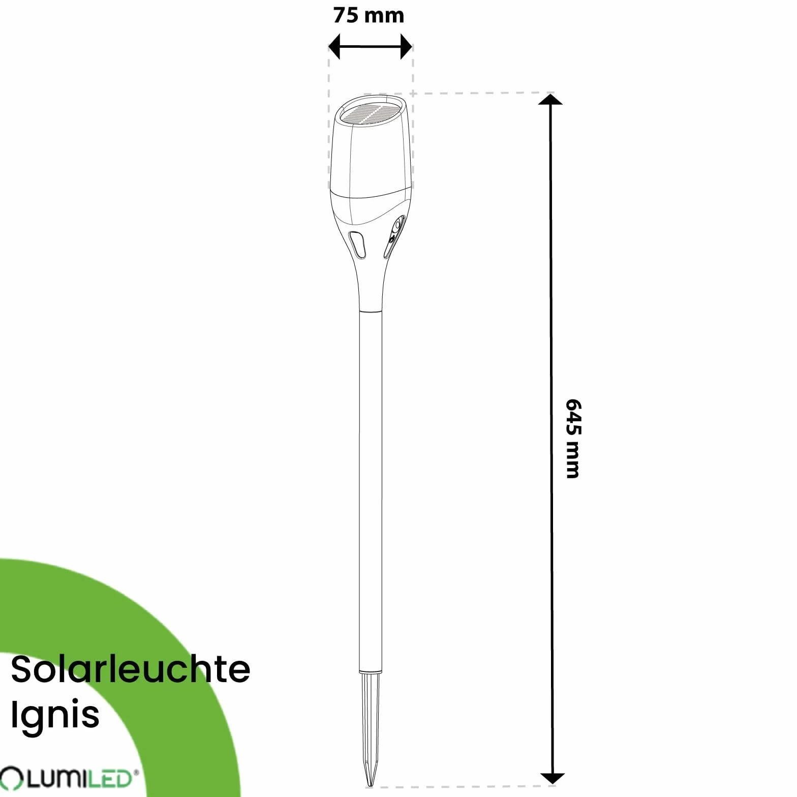 LUMILED Solarna pochodnia ogrodowa zestaw 4 lamp solarnych 64,5 cm IP65 LED migoczący płomień efekt płomienia