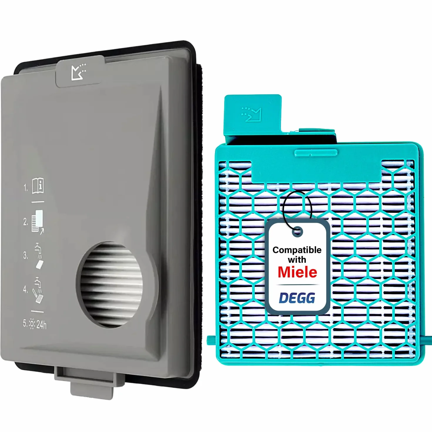 DEGG Zestaw filtrów kompatybilny z Miele Boost CX1 SF-HY 60 CX-FSF Hepa filtr drobnego pyłu dla alergików