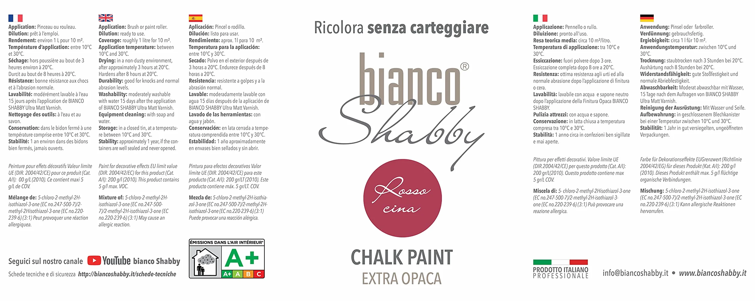 Farba do mebli i ścian Chalk Paint Czerwony Shabby Chic Vintage Extra Matowy 500 ml