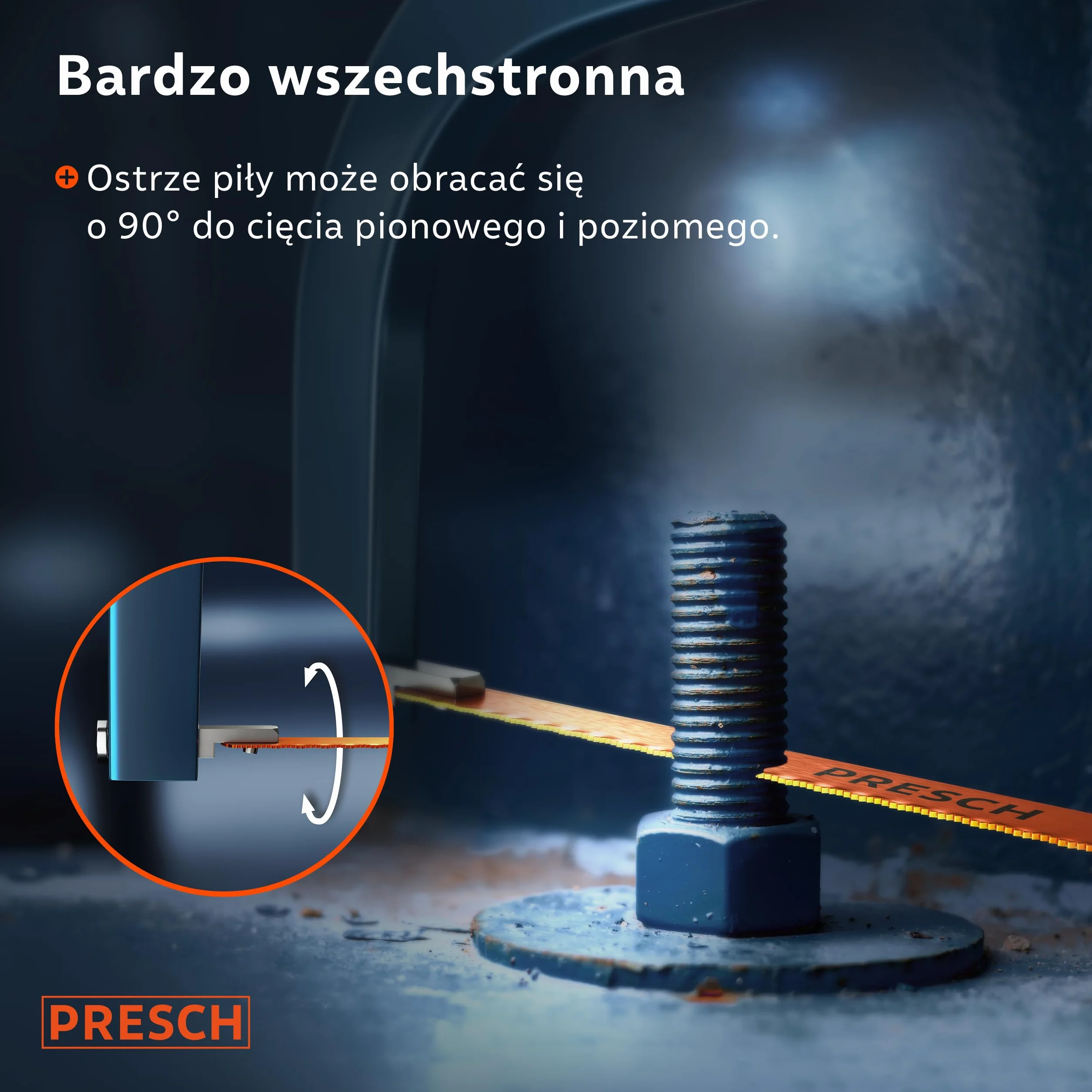 Presch Piła do metalu 300mm z brzeszczotem BI-metal, obrót 90°