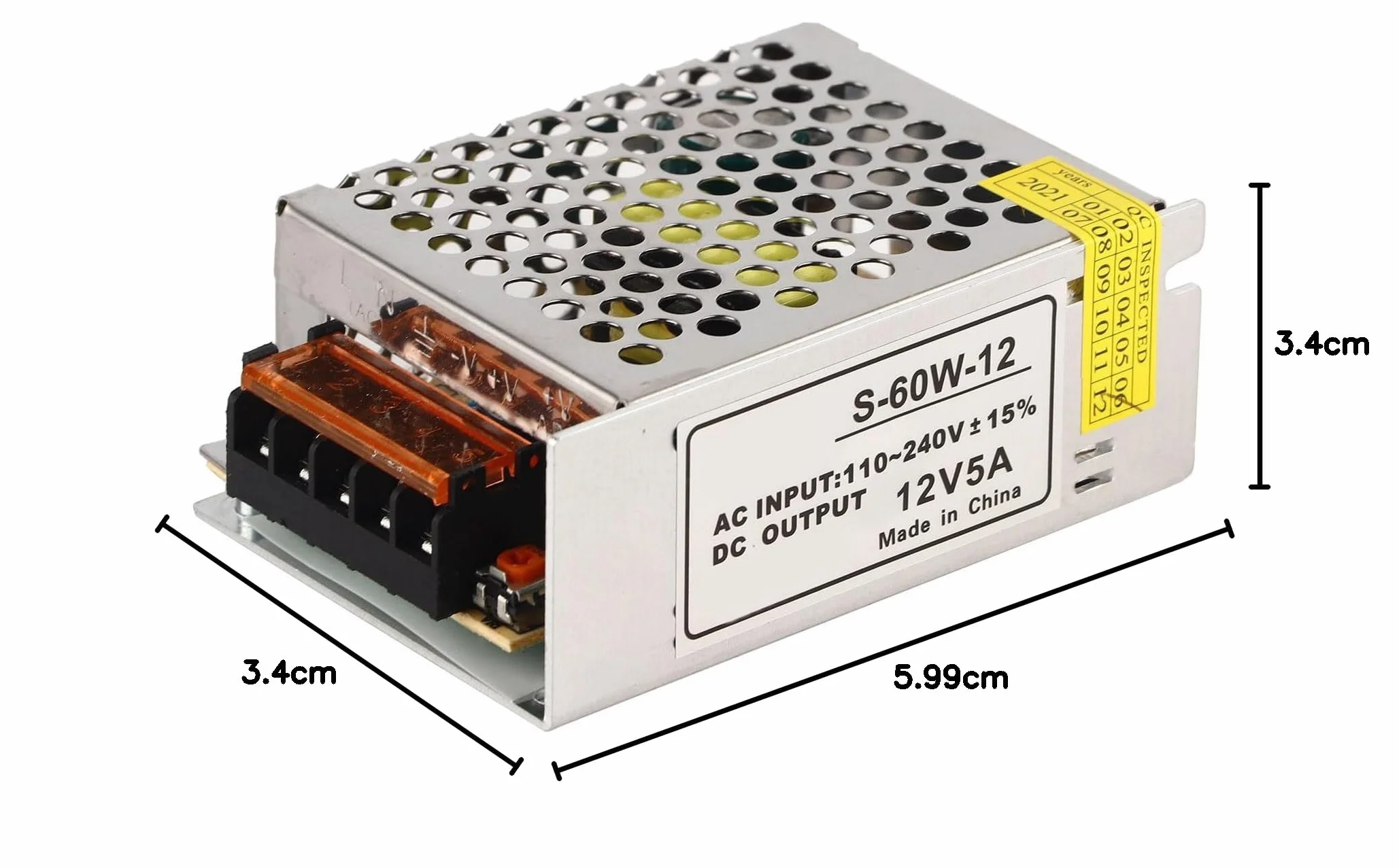 Zasilacz stabilizowany do taśm LED AC 100V ~ 240V DC 12V 5A 60W