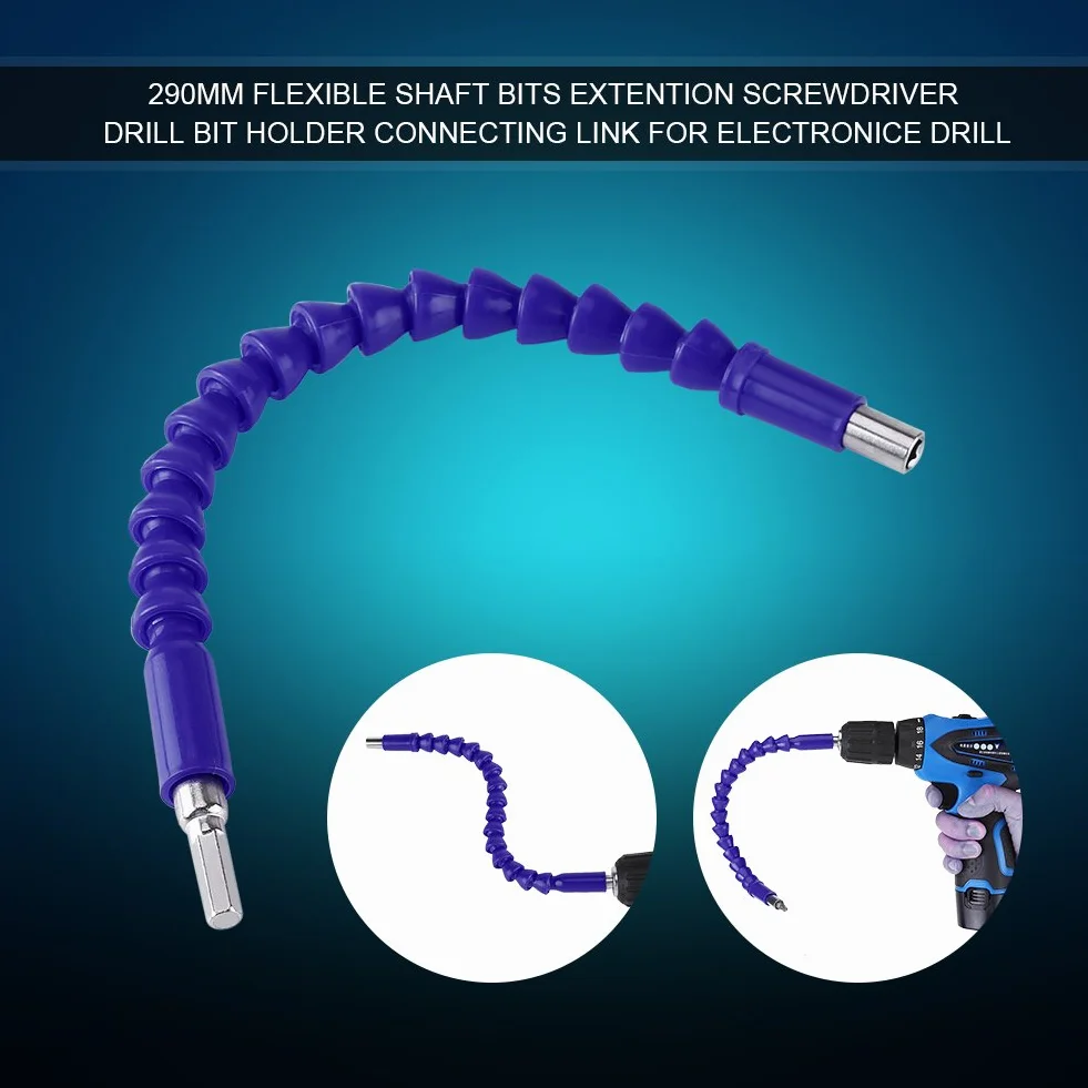 Elastyczny przedłużacz wkrętak 1/4" uchwyt sześciokątny 290mm do wiertarek elektronicznych niebieski