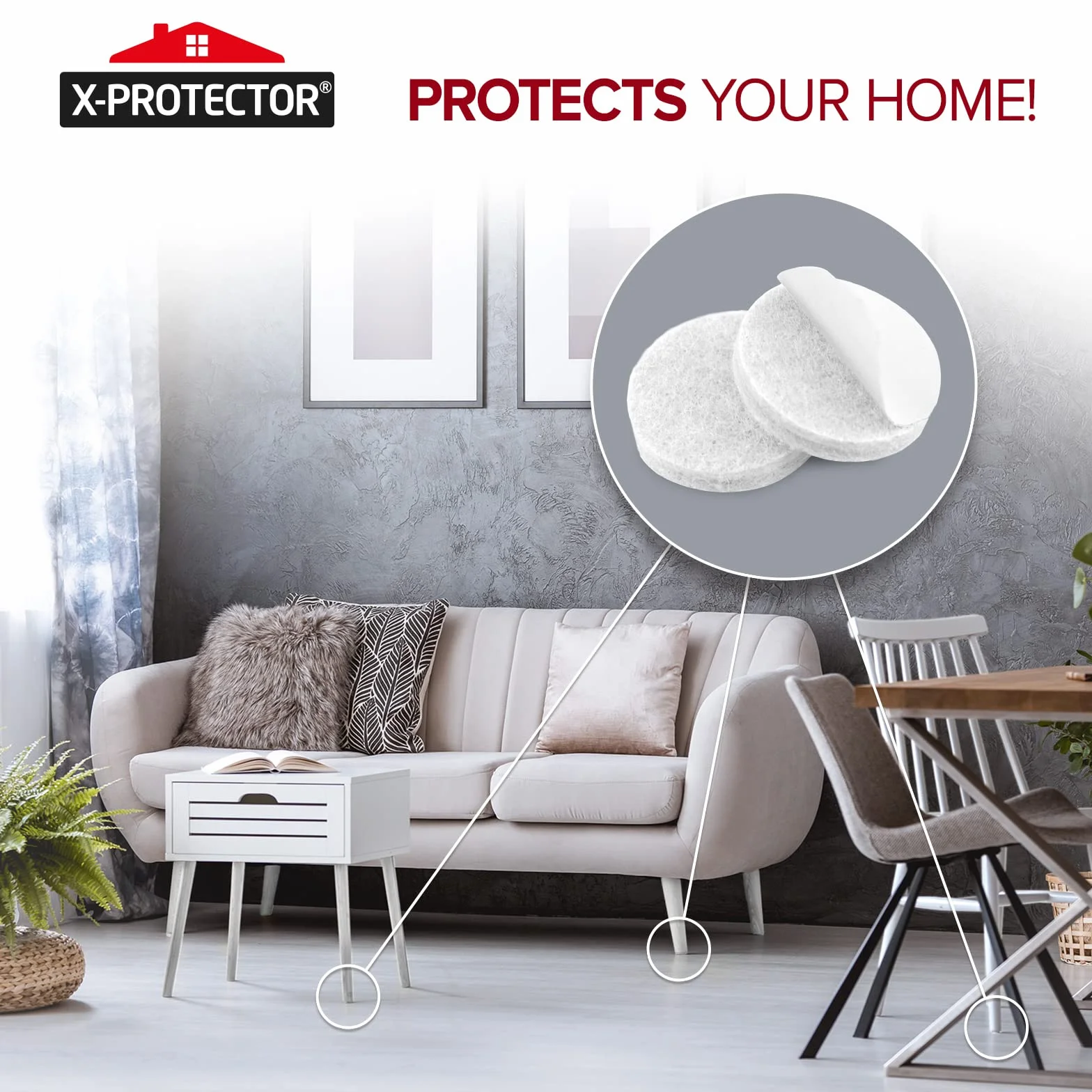 X-PROTECTOR Filcowe podkładki meblowe 133 PCS - Samoprzylepne do podłóg drewnianych