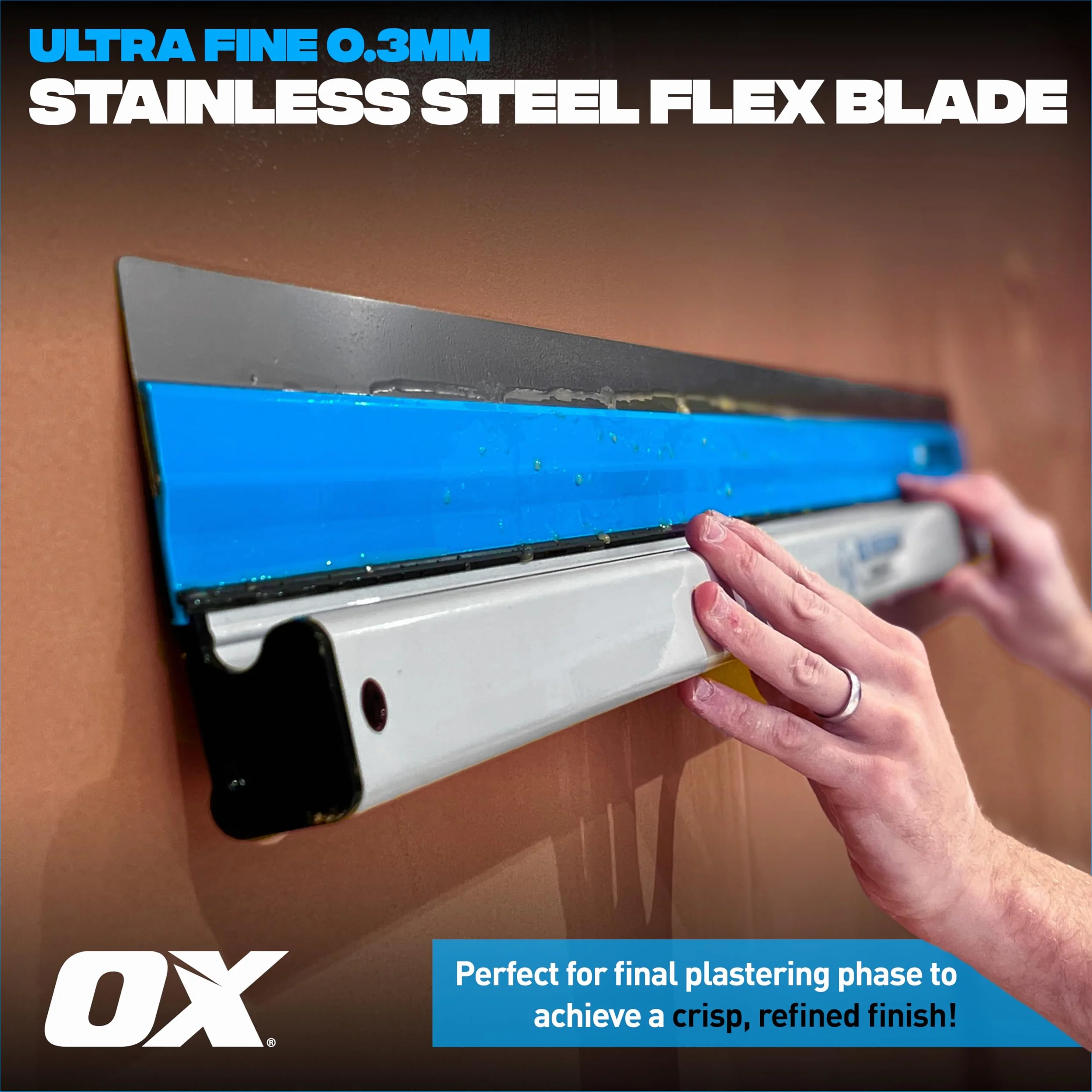 OX Speedskim SF 600 mm Plaster Skimming Finishing Rule ze stali nierdzewnej i wytłaczany aluminiowy uchwyt