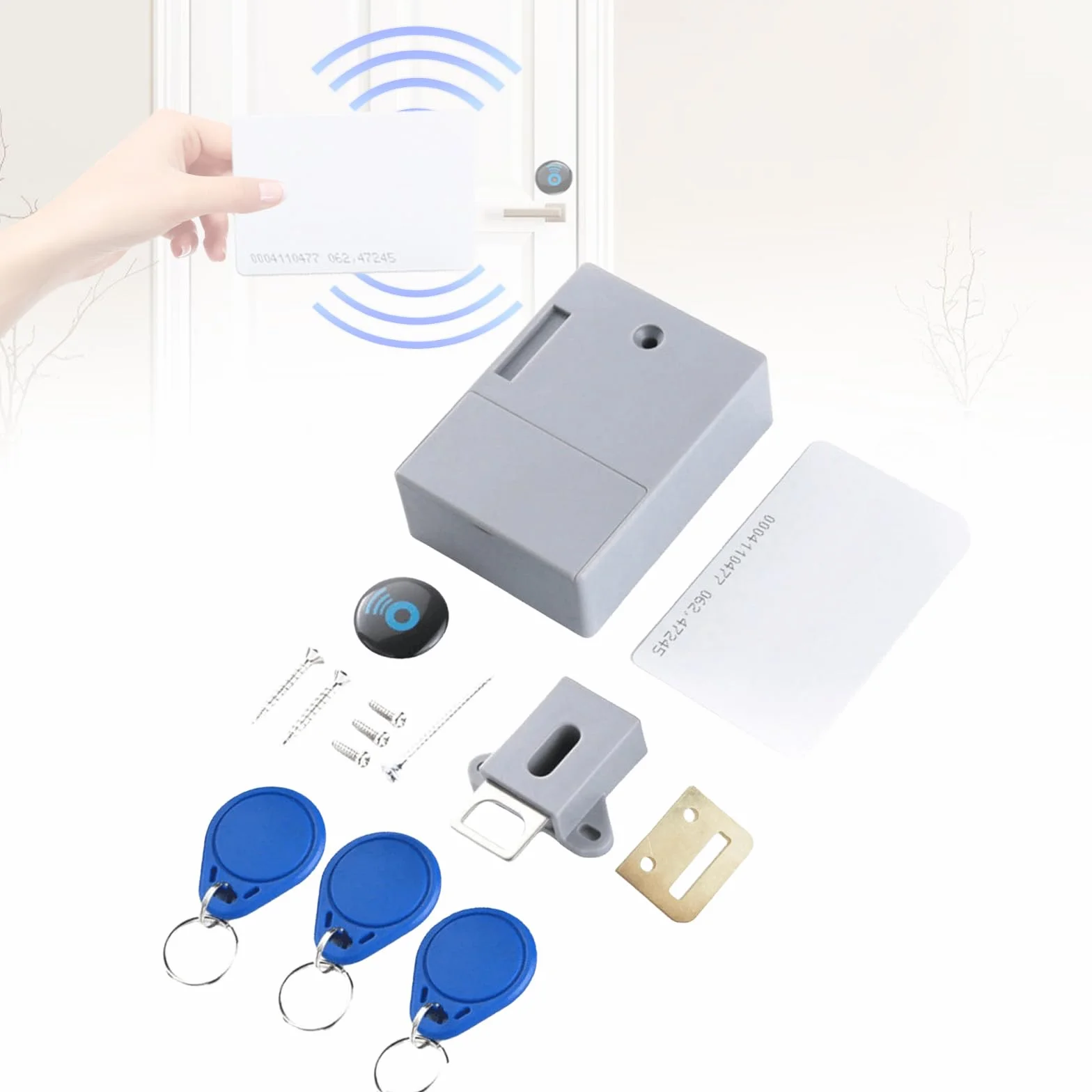 Molbory Inteligentny zamek do szafy RFID, bez otworów, 3 breloczki, 1 karta, elektroniczny
