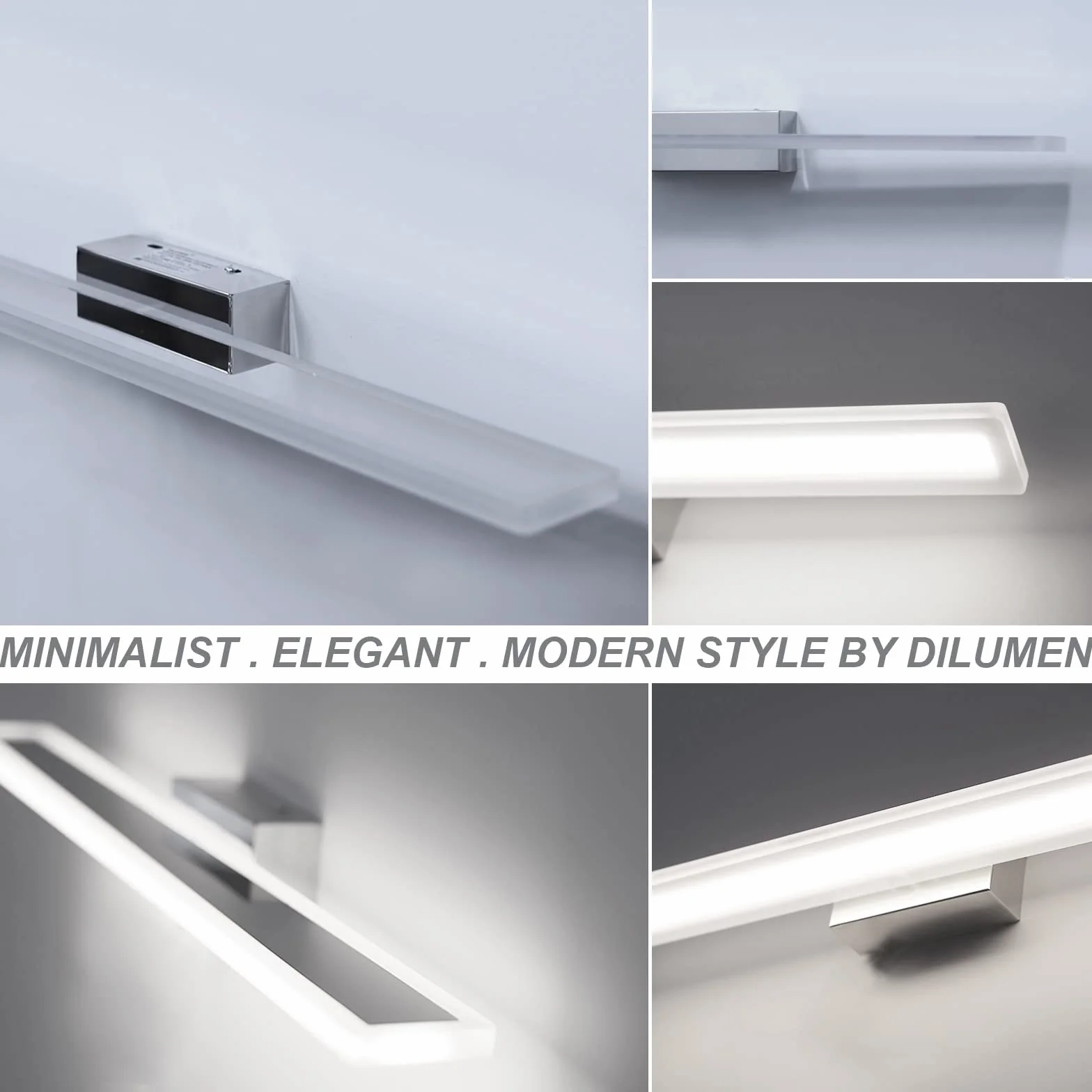 Lampa łazienkowa na lustro ze stali nierdzewnej 60 cm 15 W 1600 lm IP44 zimna biel 6000 K