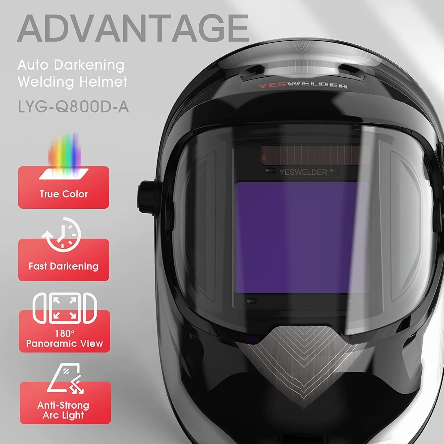 YESWELDER Maska spawalnicza automatycznie przyciemniana Wide Shade 4/5-9/9-13 kask spawalniczy