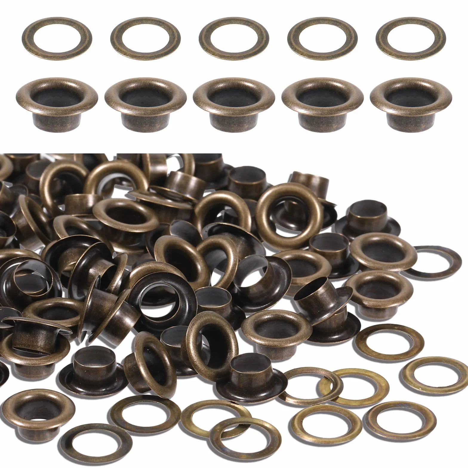 Zestaw 200 oczek 5 mm, metalowe oczka do materiału, małe mosiężne oczka