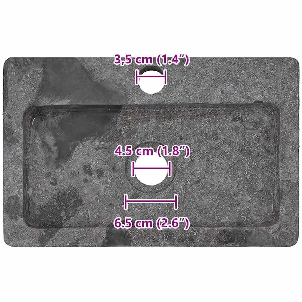 vidaXL Umywalka naścienna szara 38x24x6,5 cm marmur