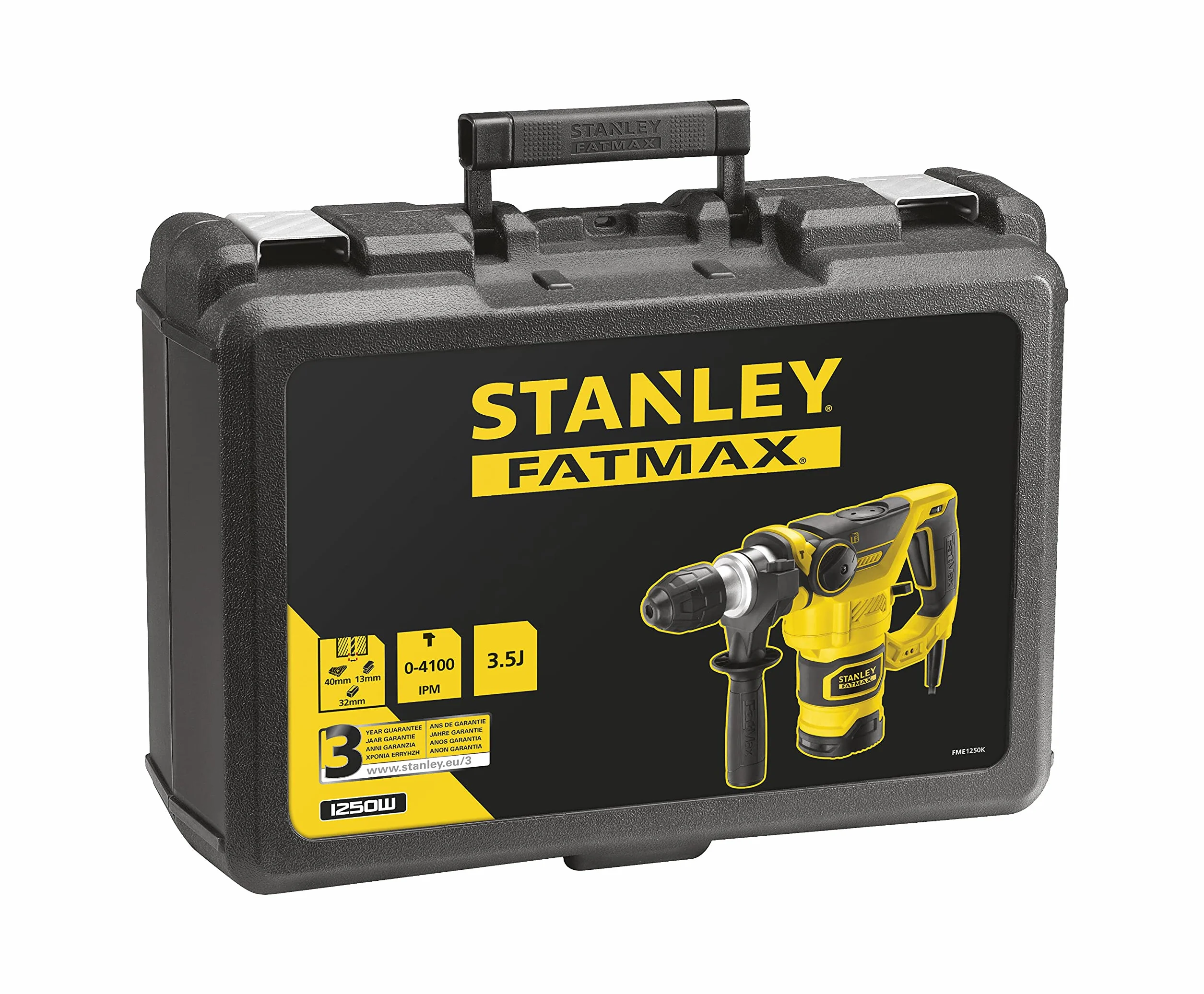 STANLEY Młotek SDS-Plus 1250W 3,5J 3 Modos 0-850 RPM 4100 IPM z Walizką