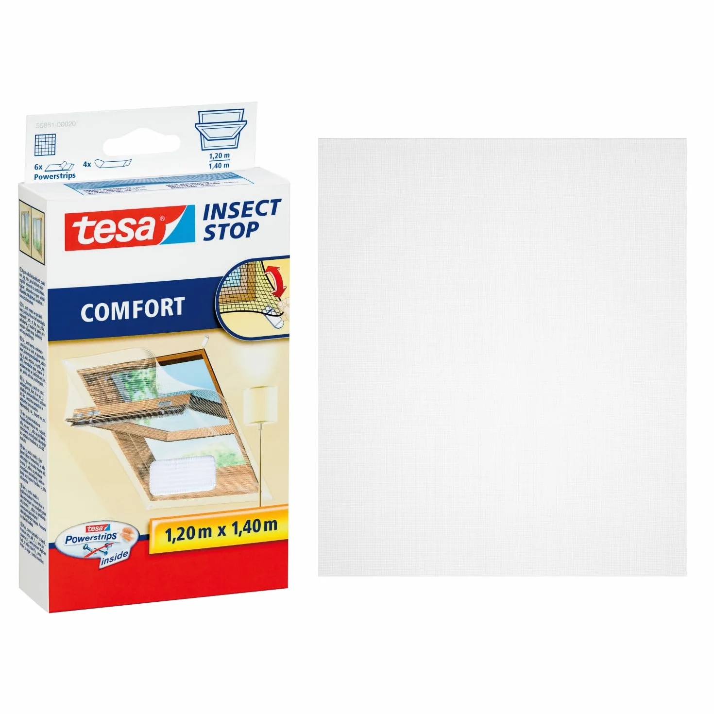 tesa INSECT STOP Fly Screen siatka na okna dachowe samoprzylepna 120 x 140 cm biały