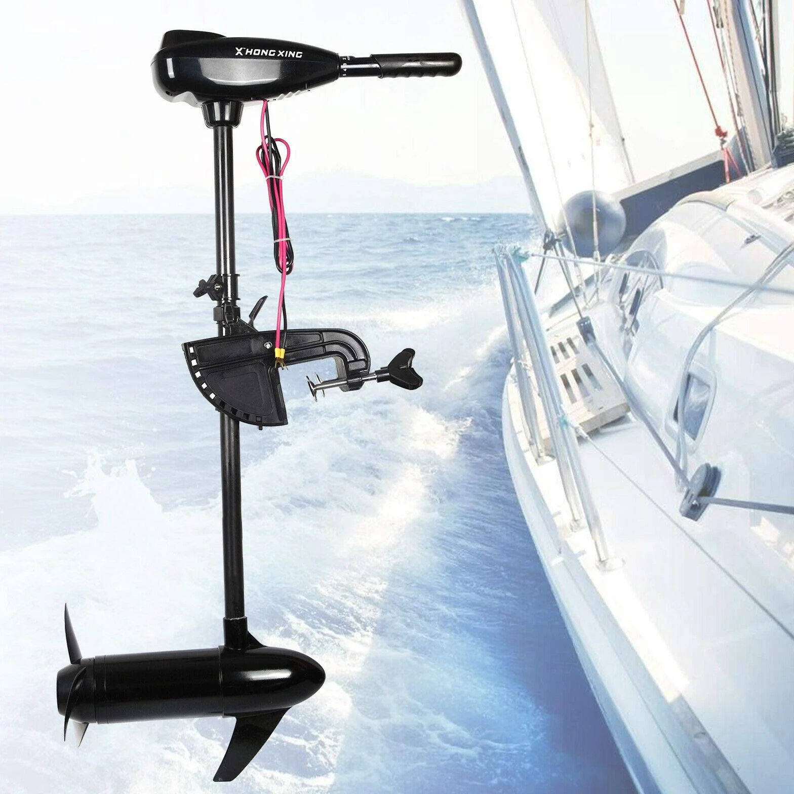 Elektryczny silnik zaburtowy 80LBS – silnik elektryczny zaburtowy 1,2 HP Boot Trolling silnik do łodzi 0,8 kW, silnik szczotkowy do nadmuchiwanej łodzi rybackiej 12 V