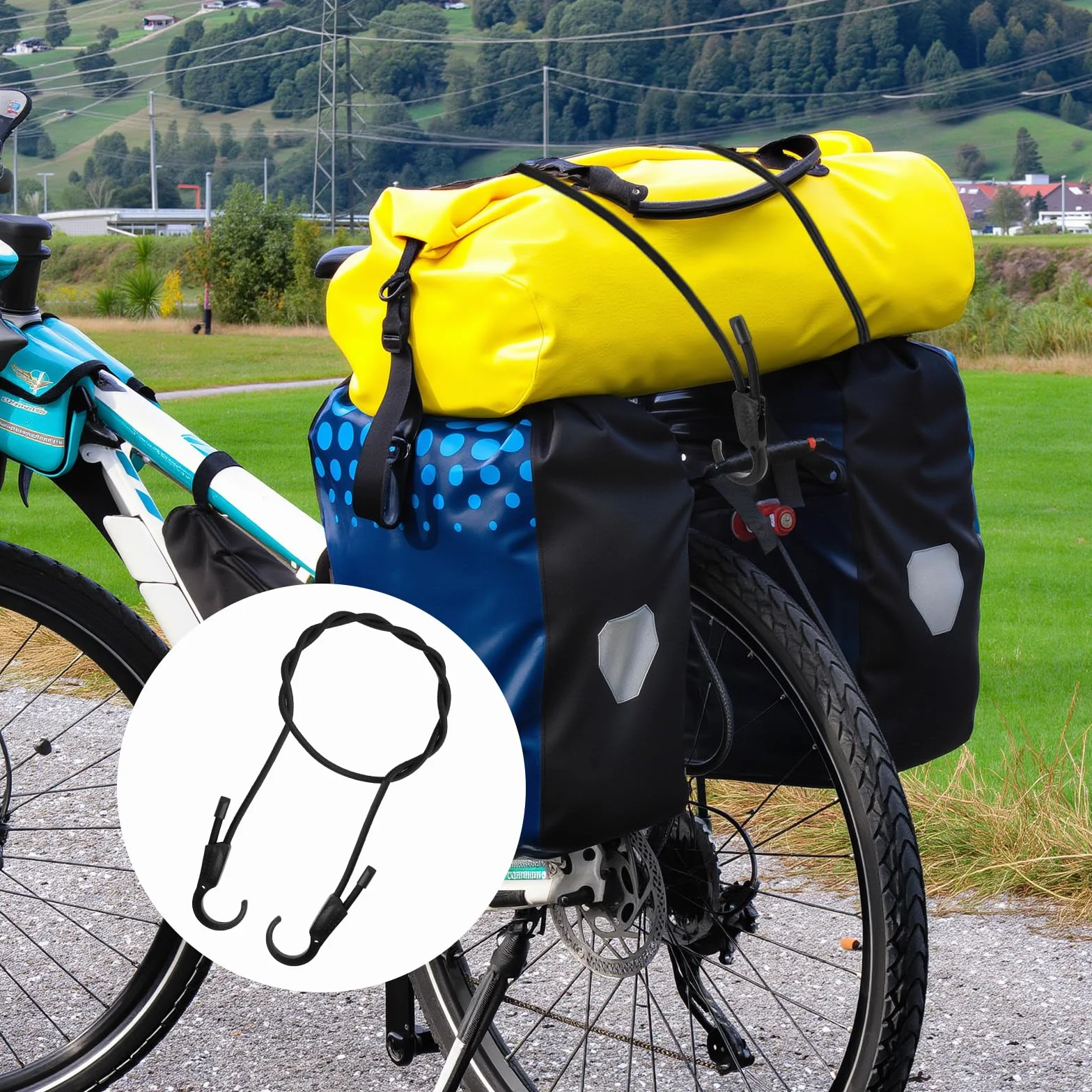 APOMOON ekspandery z haczykami 150 cm czarny regulowana linka napinająca do rowerów motocykli bagażników