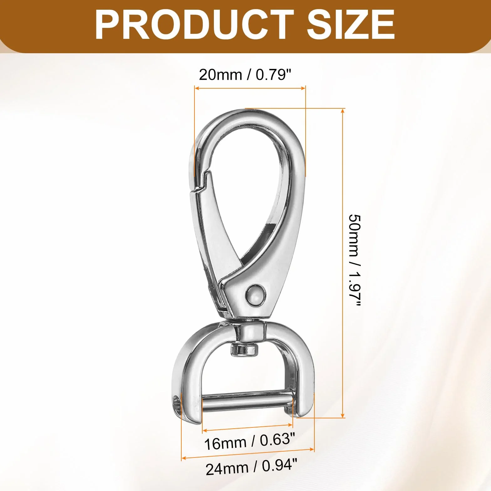 QUARKZMAN karabińczyk 5/8" D-ring obrotowy srebrny