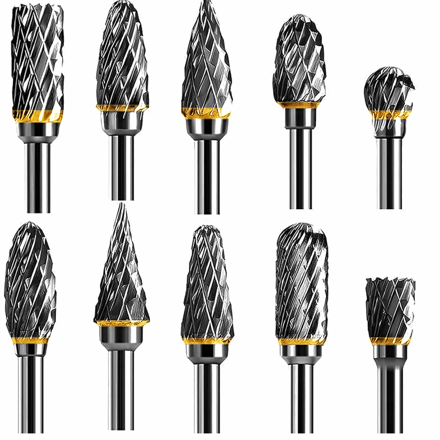 Zestaw frezów z węglików spiekanych kompatybilny z Dremel, 10 elementów drążka 1/8"