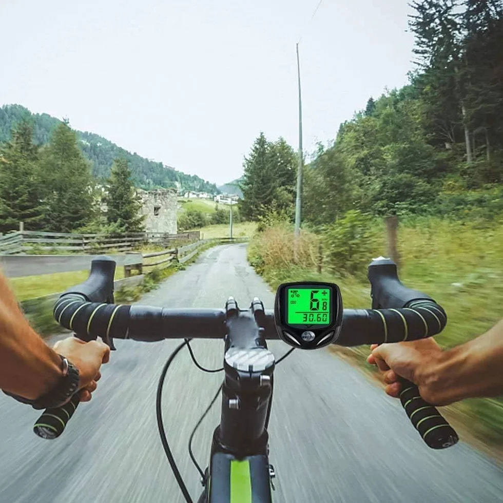 Wodoodporny rowerowy prędkościomierz bezprzewodowy komputer i rower licznik kilometrów automatyczny budzik wielofunkcyjny wyświetlacz LCD podświetlenie