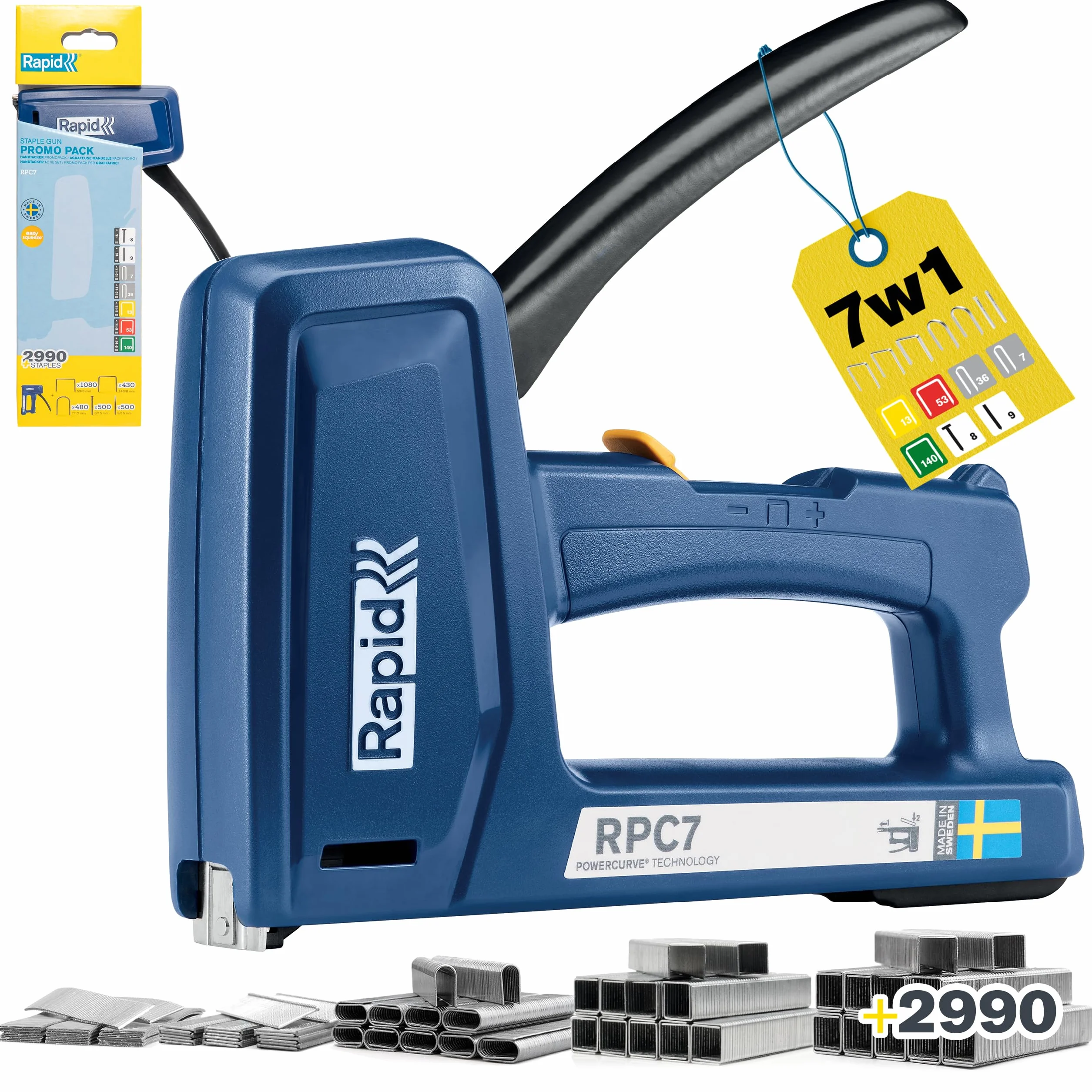 Rapid RPC7 Zszywacz 7 w 1 do Drewna i Tapicerki, 2990 sztuk