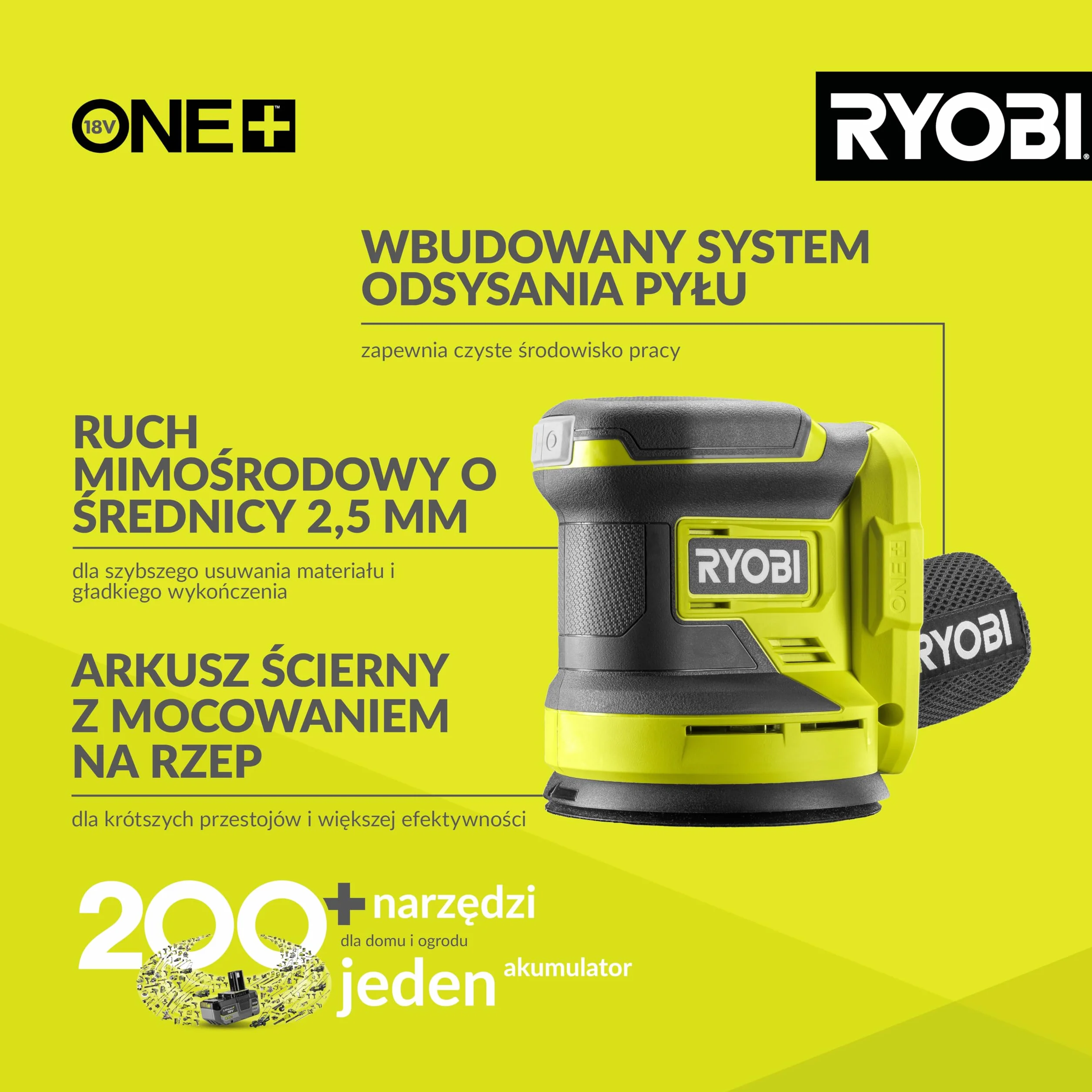 Ryobi Szlifierka Mimośrodowa 18V RROS18-0
