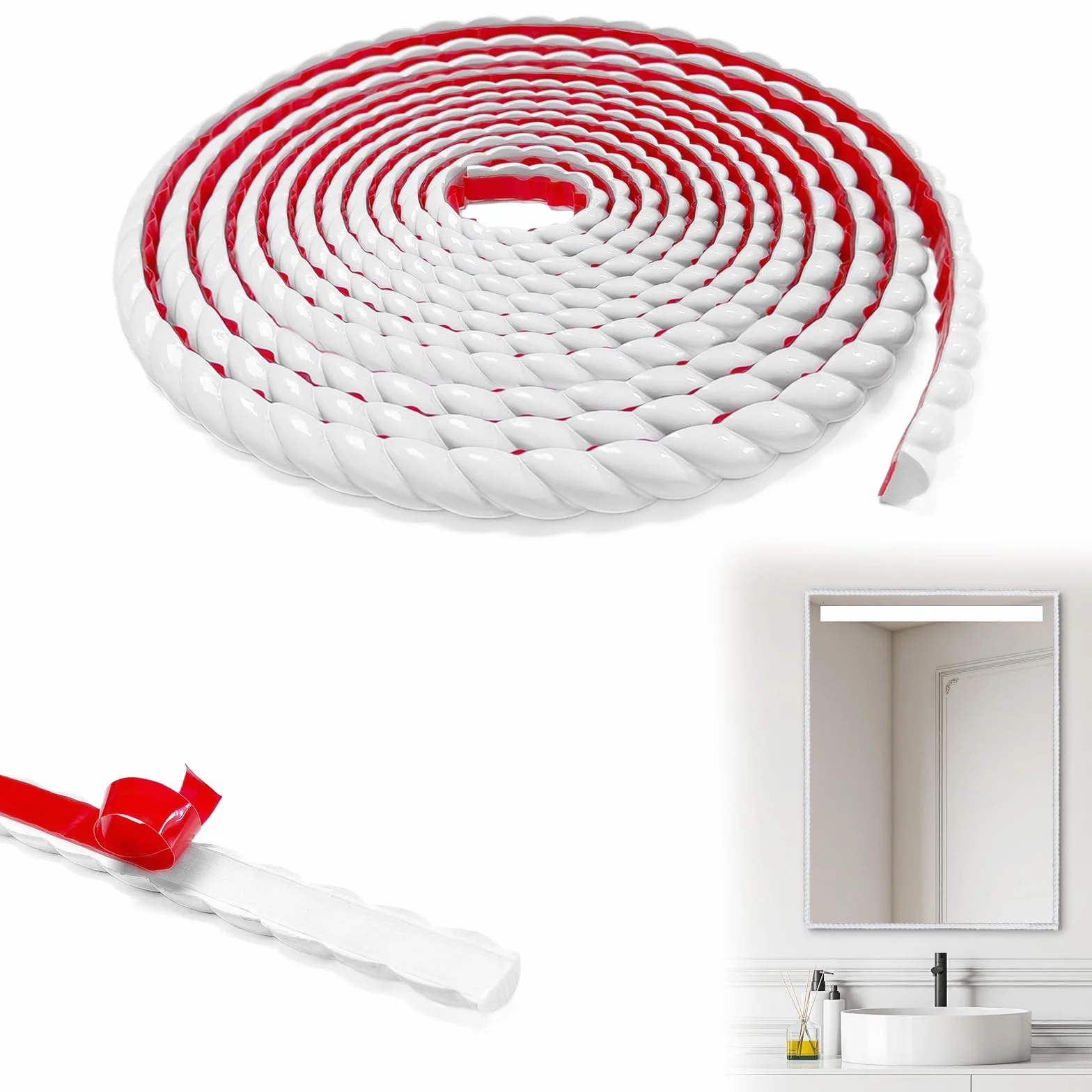 Elastyczne listwy ozdobne samoprzylepne bordiura tapety PCW 15 mm x 3 m biała