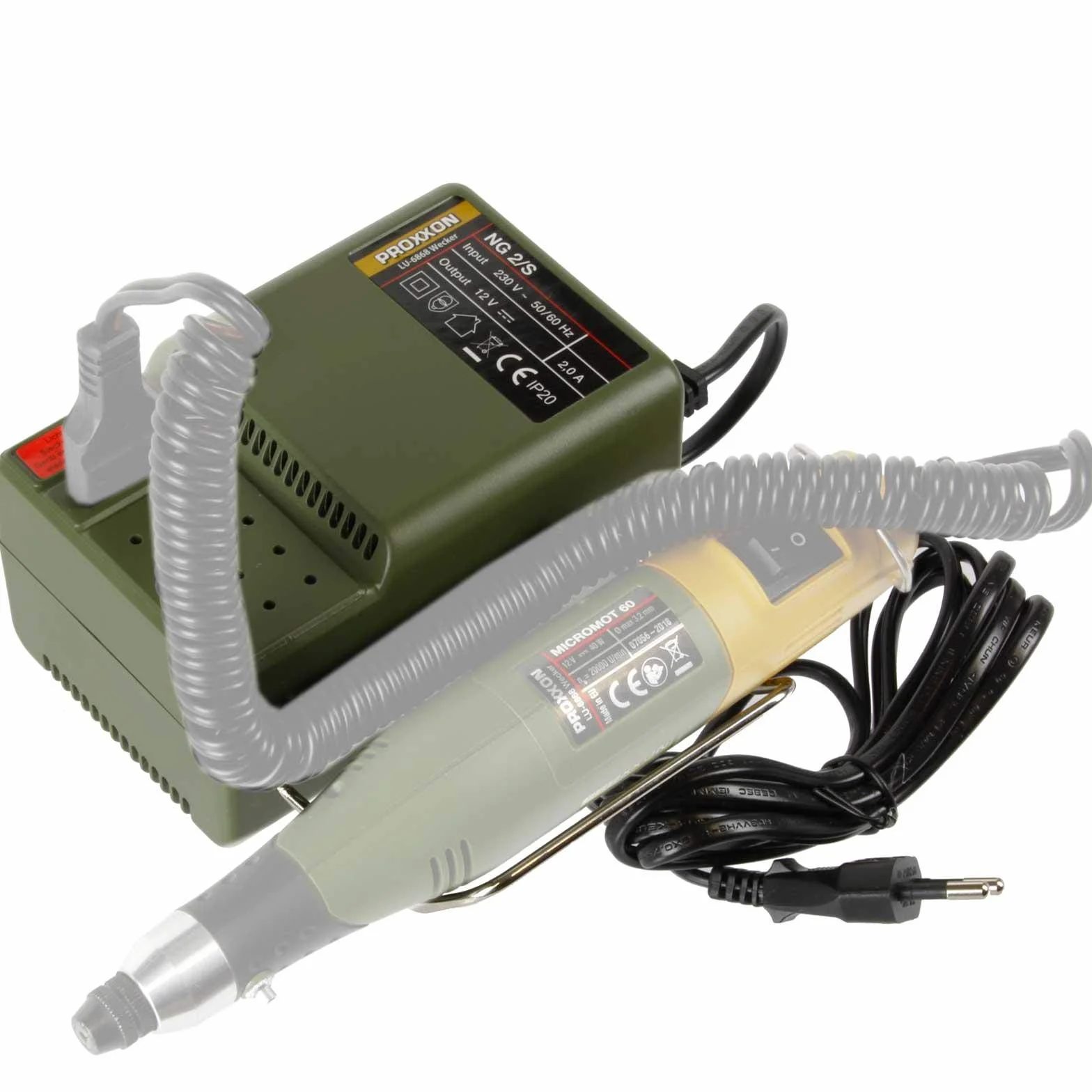 Proxxon 28706 Micromot zasilacz NG2/S transformator bez regulacji prędkości obrotowej 230 V AC prąd zmienny na prąd stały 12 V DC