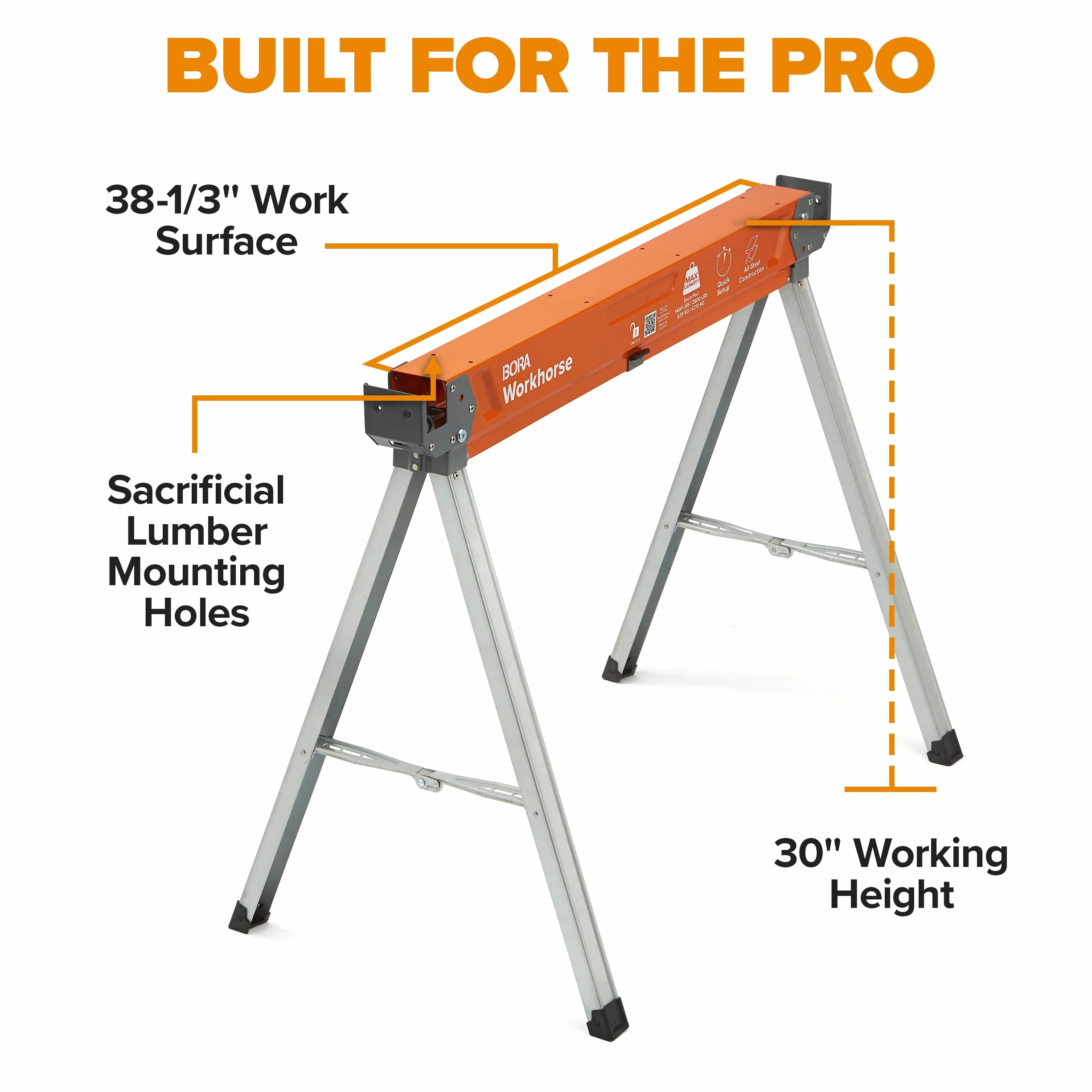 BORA PM-3350T 2-pak składanych ciężkich nóg metalowa piła koń z uchwytem 2 x 4