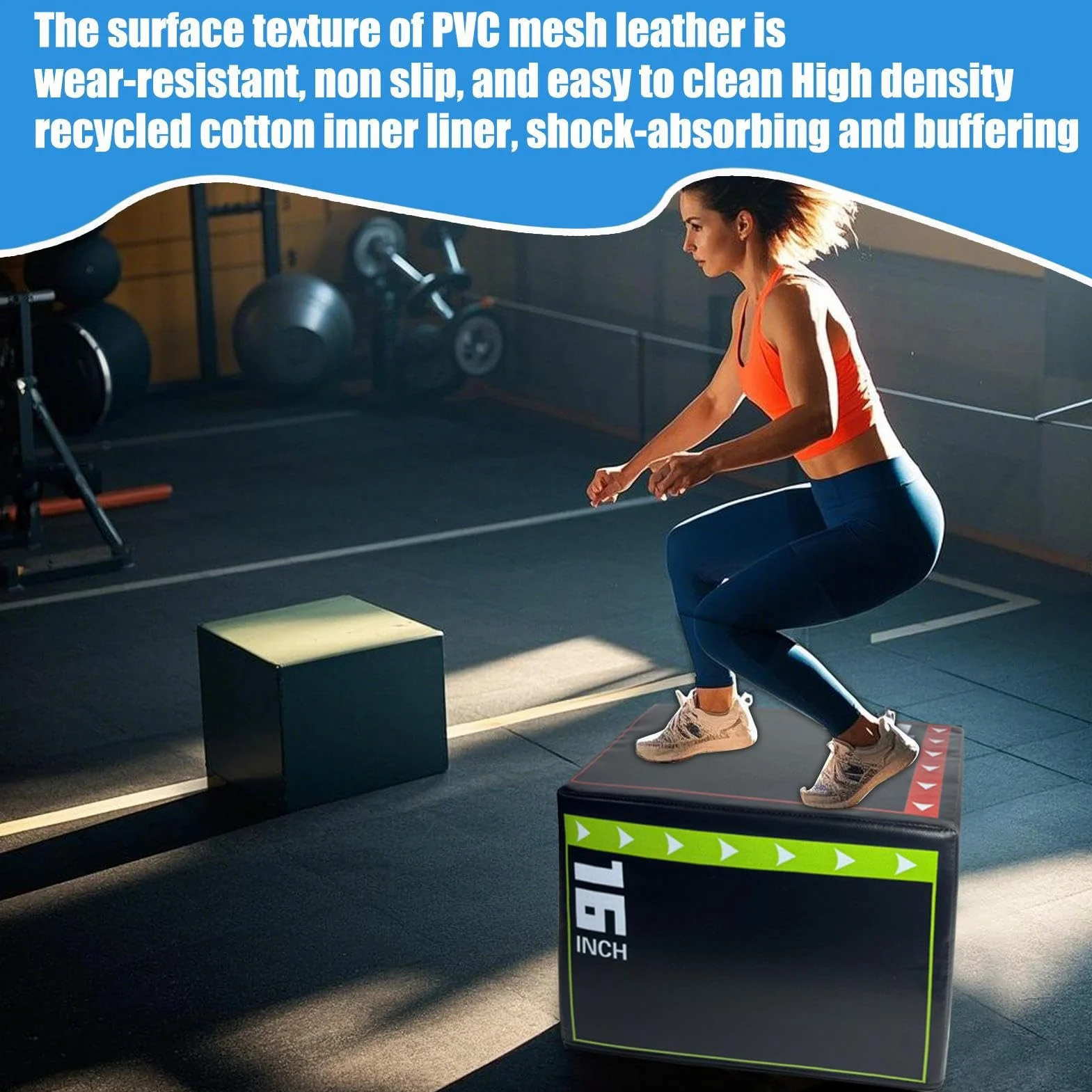 Plyometric Jump Box – odporny na wstrząsy pojemnik Step Up Box do treningu, gąbka EPE z odporną na zużycie osłoną, stabilny sprzęt fitness do treningu siłowego, cardio i skoków w domu lub na siłowni