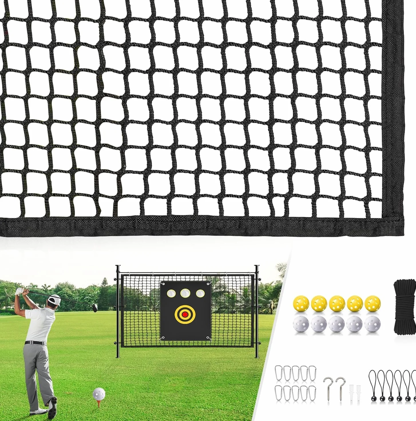 Siatka do ćwiczeń golfowy na podwórkowe siatki ze sprzężeniem zwrotnym, mata golfowa wewnątrz/na zewnątrz, wiele celów odpryski