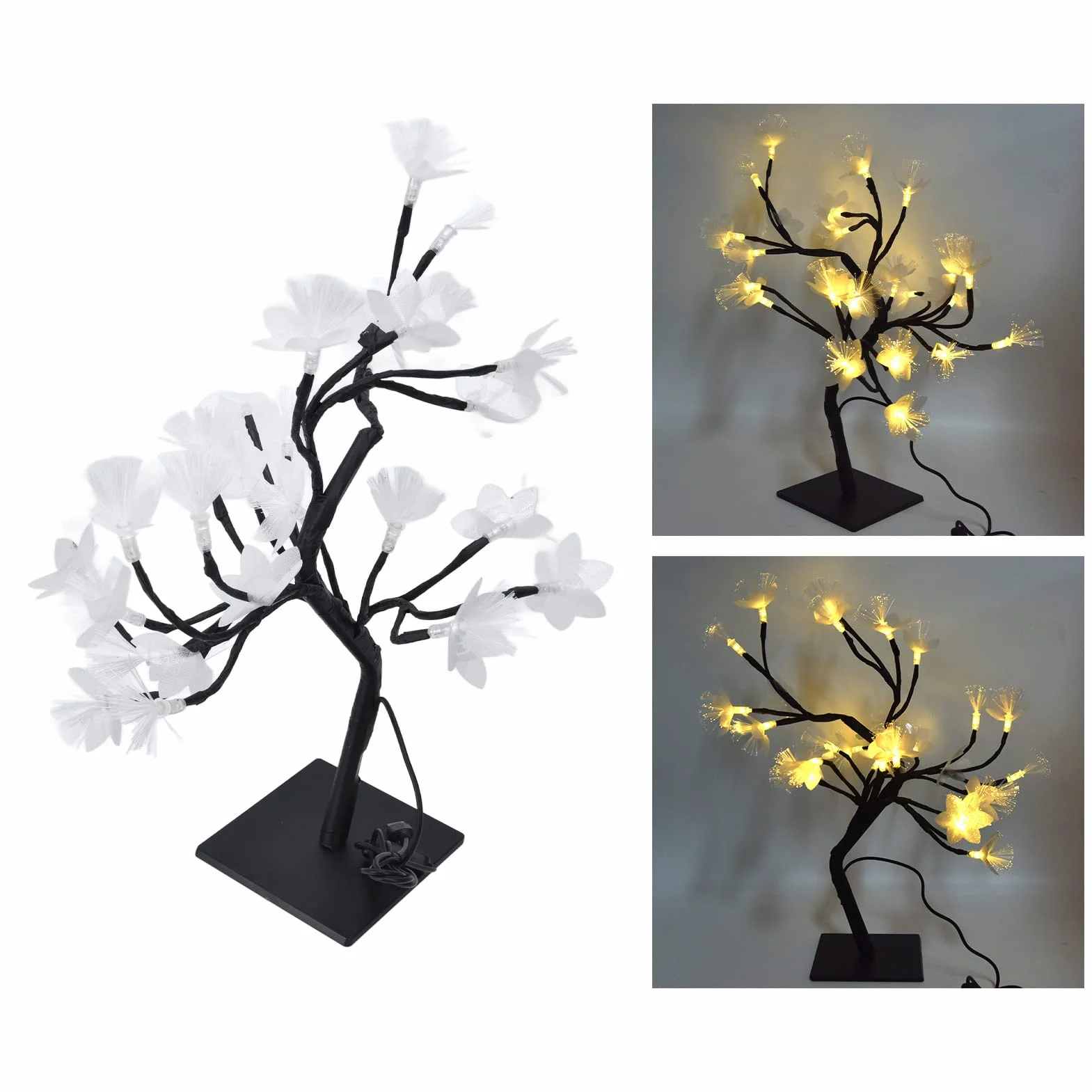 Światłowodowa Drzewna Bonsai 24LED USB Symulacja Kwiat Światło Dekoracji Sypialni