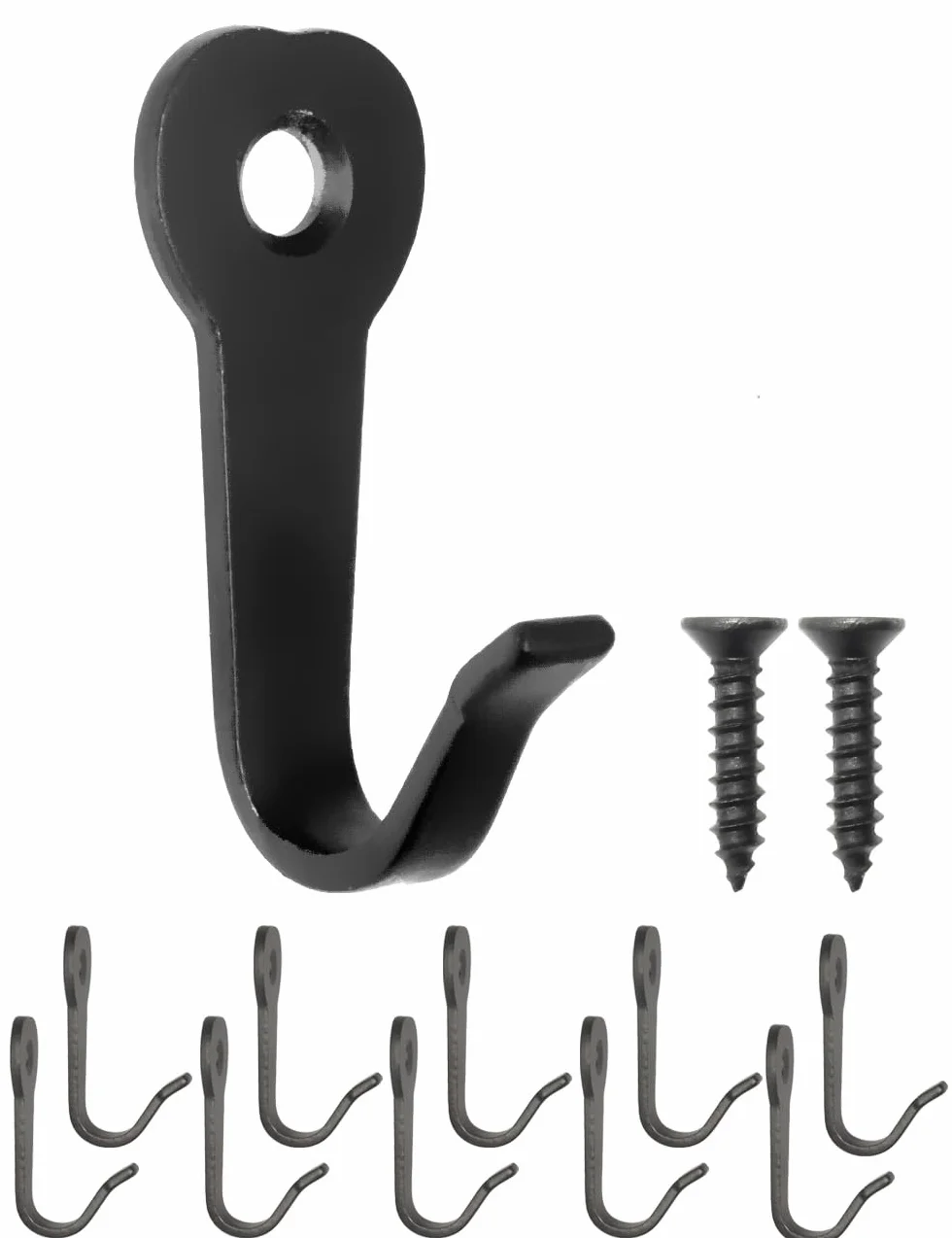 Fuxxer® Klasyczne haczyki do garderoby żelazne 39 x 22 mm zestaw 10 sztuk czarny
