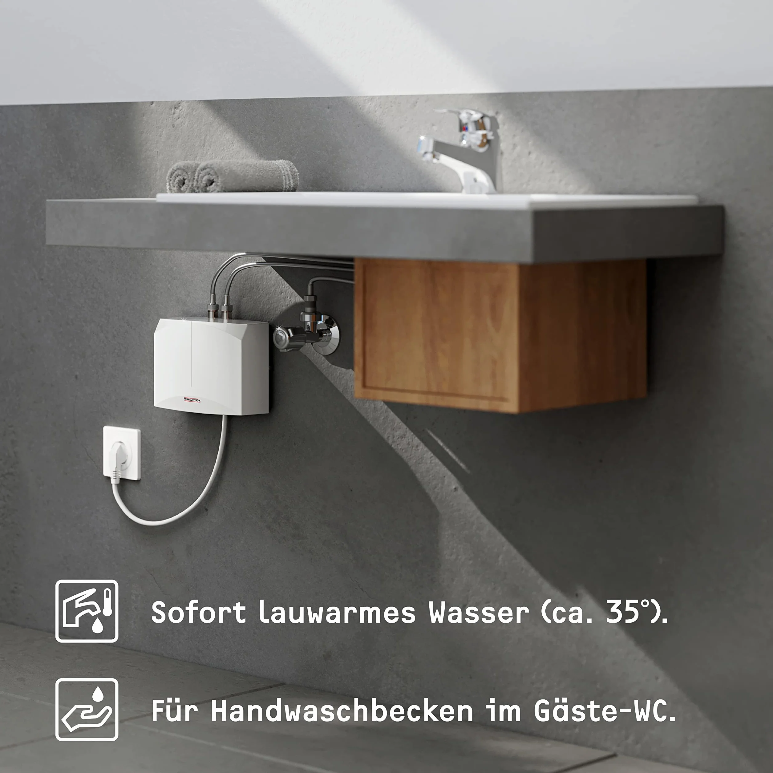Stiebel Eltron 185411 Hydrauliczny Bezciśnieniowy Mini Podgrzewacz, Biały, 14.3 x 19 x 8.2 cm