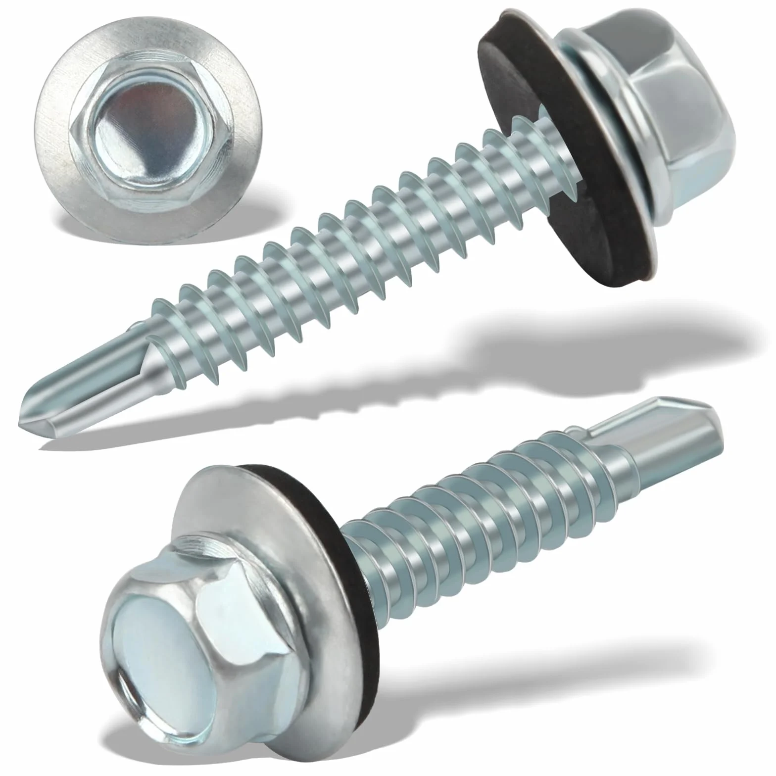 Wkręty samogwintujące 4,8x35 mm do blachy trapezowej z uszczelką srebrne 170 sztuk