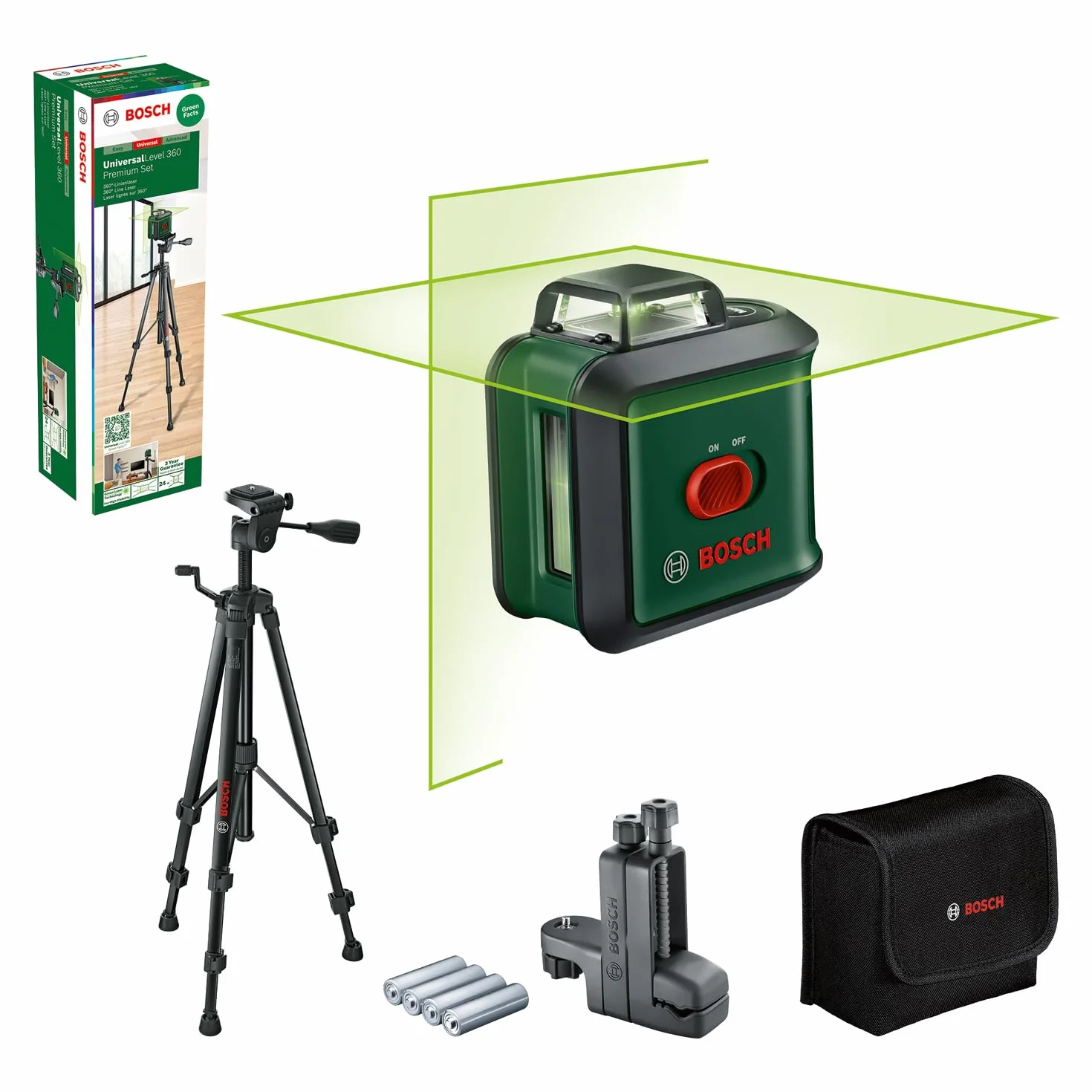 Bosch UniversalLevel 360 Laser krzyżowy ze statywem i uchwytem MM 3