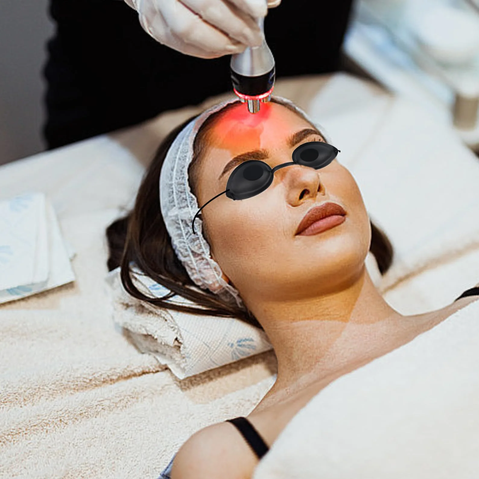 TENGEE Okulary do solarium ochrona UV terapia światłem podczerwienią dla klinik