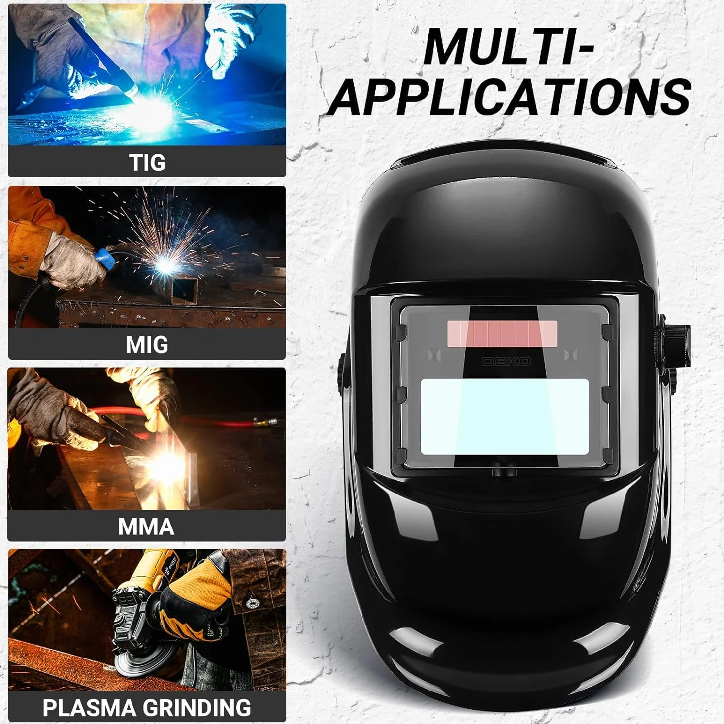Kask spawalniczy automatyczny True-Color zasilany energią słoneczną: DEKO kask spawalniczy do samochodu, maska spawalnicza do ARC MMA MIG TIG, parasol spawalniczy DIN 4/9-13, klasa optyczna 1/1/1/2