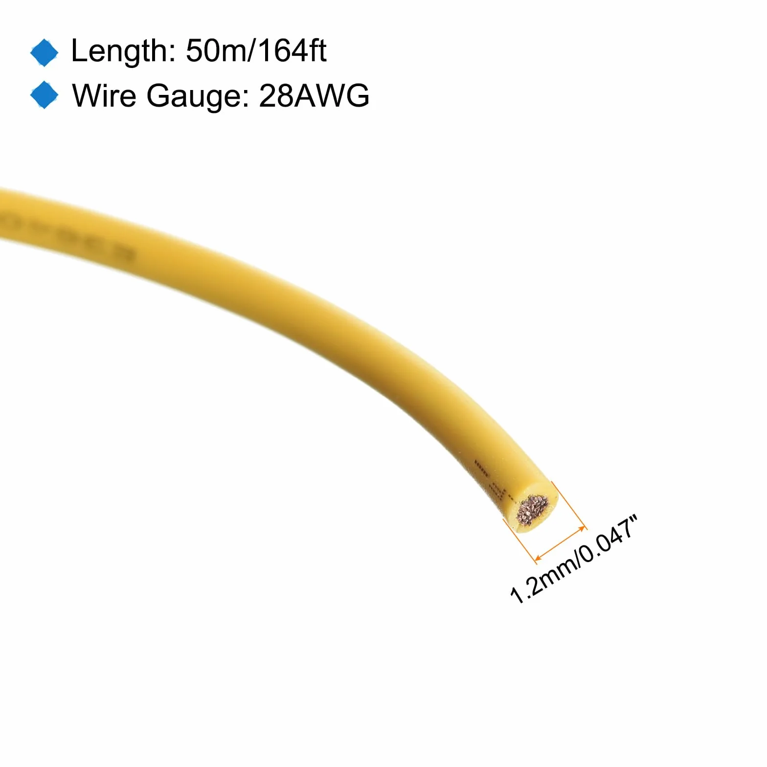 QUARKZMAN Drut 28AWG pleciony PVC Kabel przyłączeniowy UL1007 miedziany ocynkowany 50M żółty