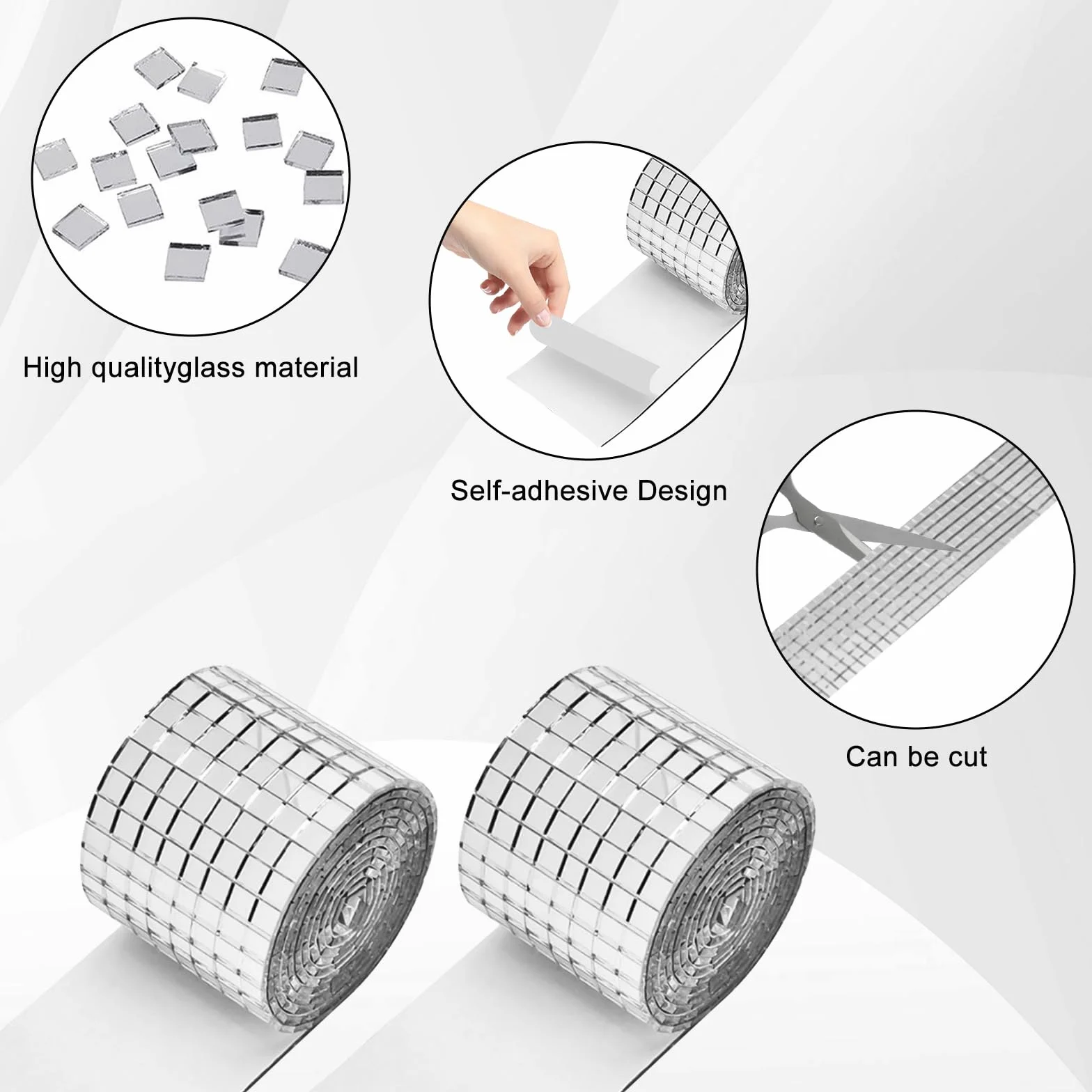 Płytki mozaikowe samoprzylepne szklane 5x5 mm lustrzane kwadratowe 5856 sztuk do dekoracji DIY