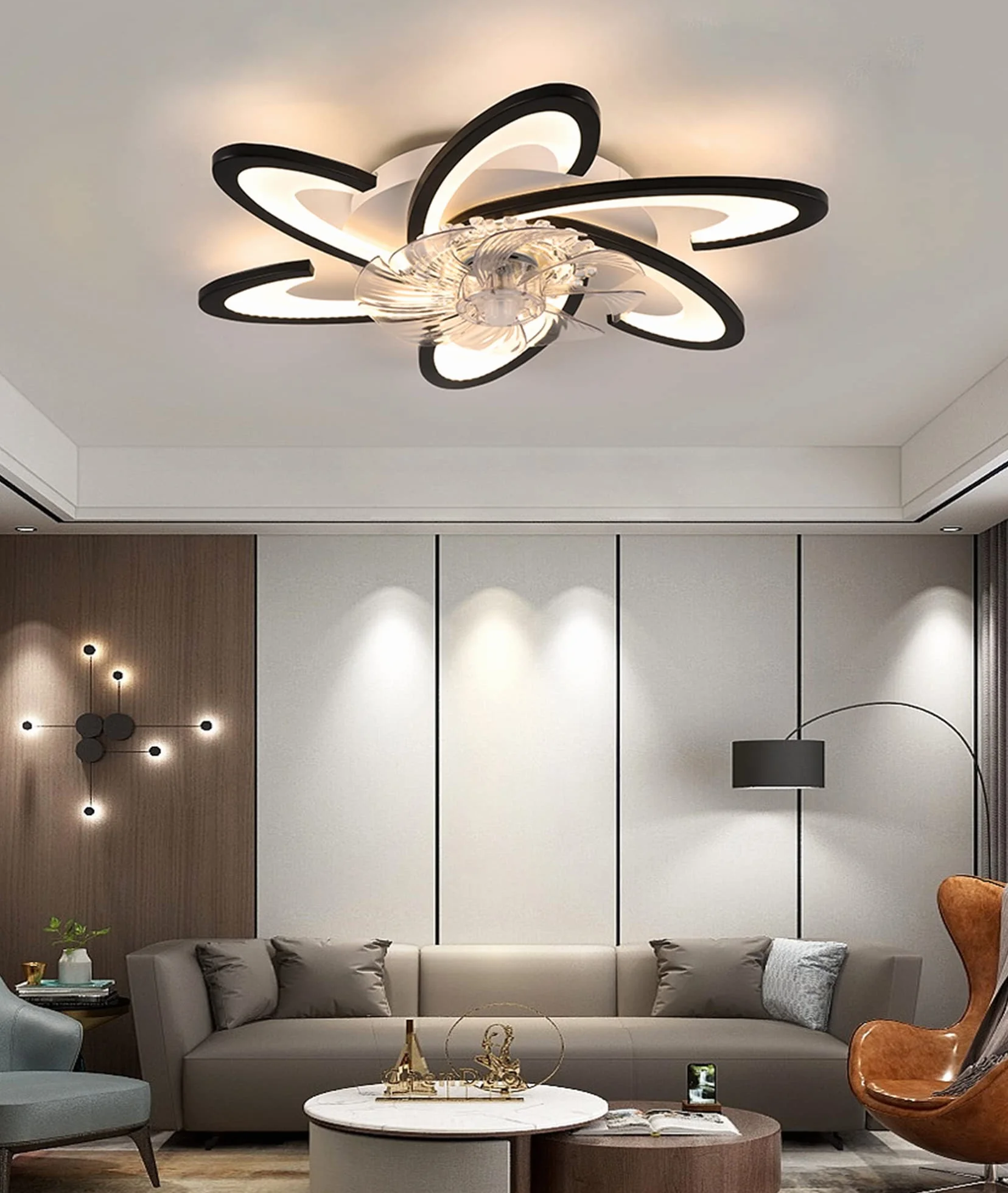 BOSSEN wentylator sufitowy z oświetleniem LED 70W Φ67cm cichy nowoczesny zdalne sterowanie ściemnianie APP