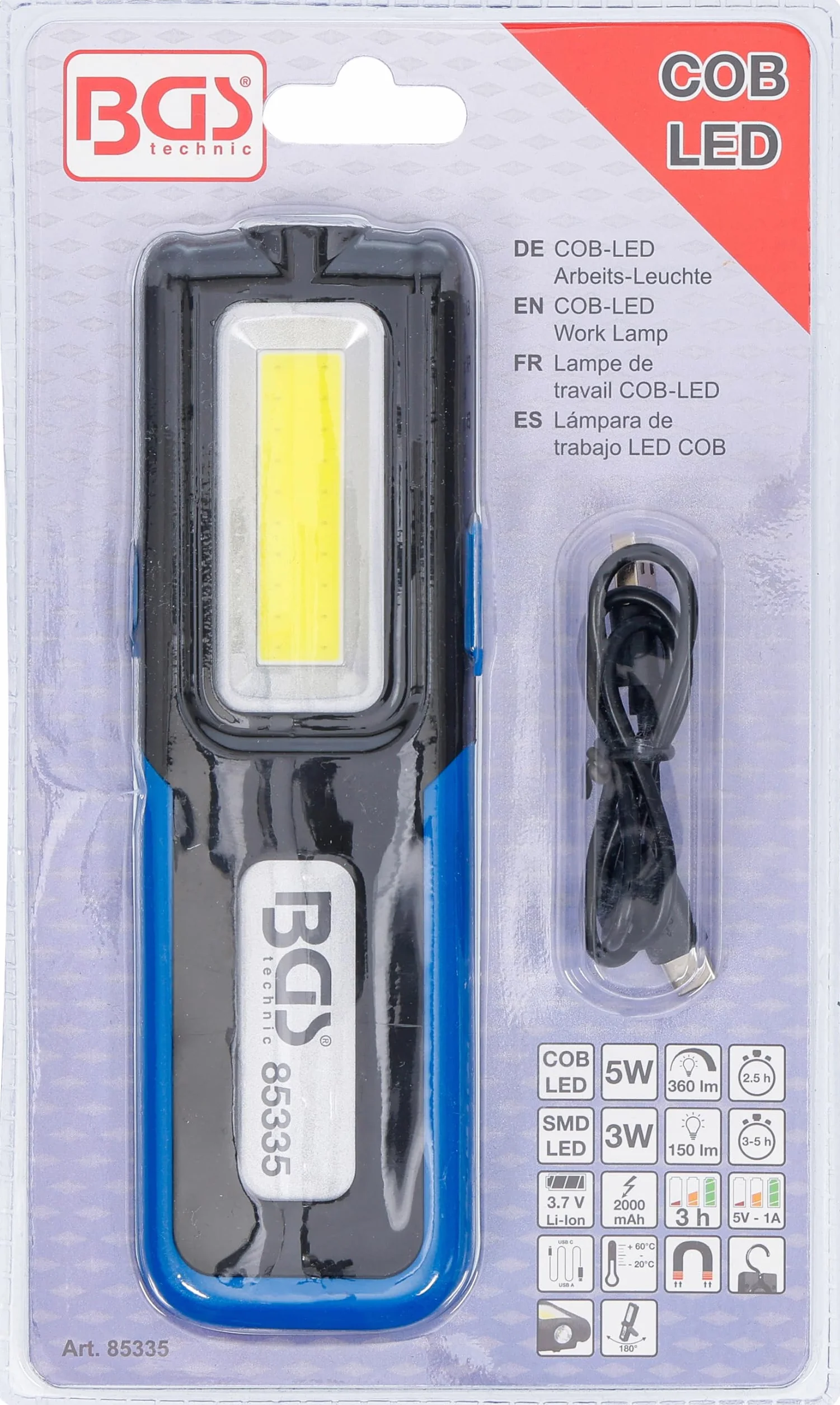 BGS 85335 Lampa robocza COB-LED składana