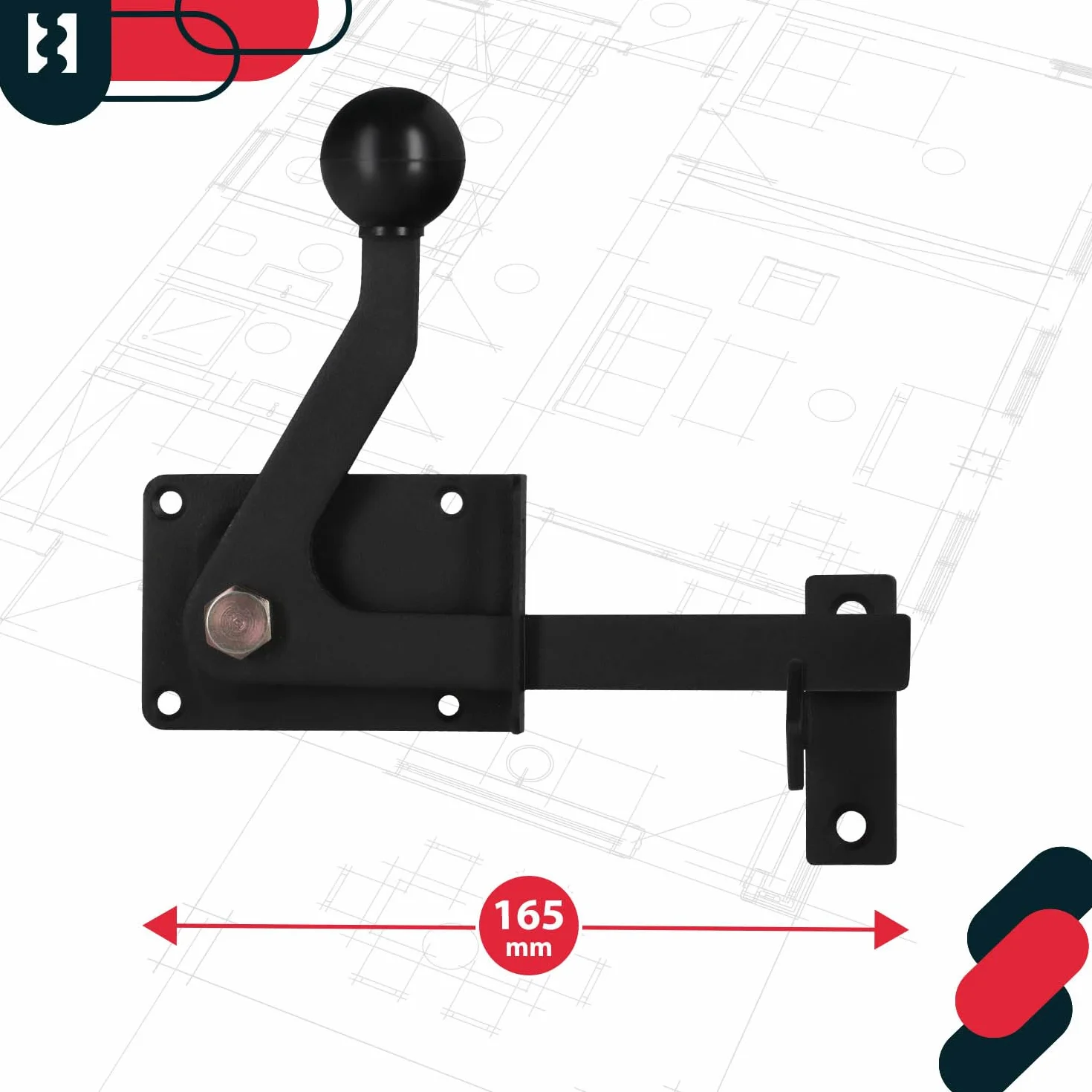KOTARBAU Zapadka Furtki Zamknięcie Blokada 150 MM Czarna