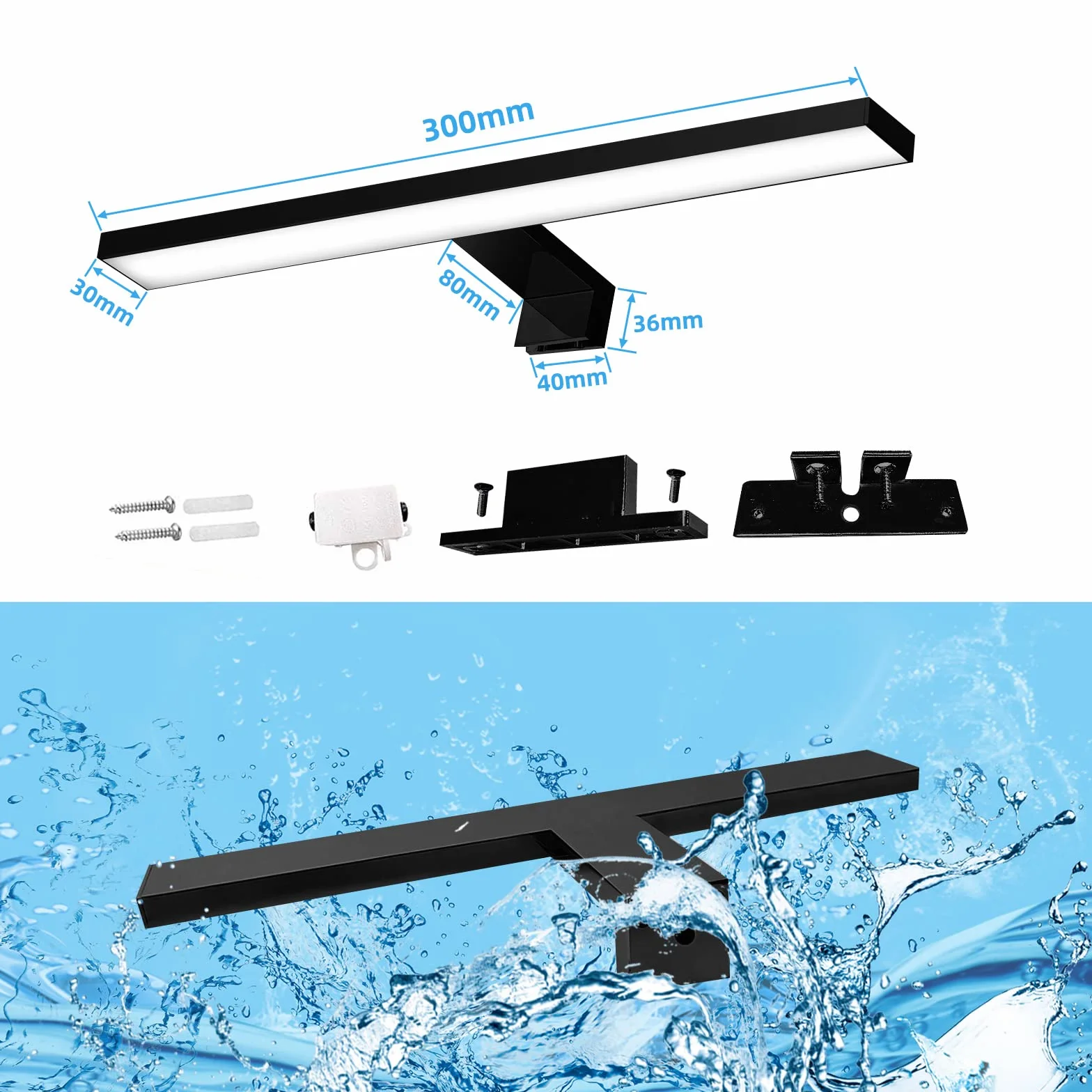Lampa LED do lustra 40 cm matowa czerń 3000 K 10 W 800 lm ciepłe światło