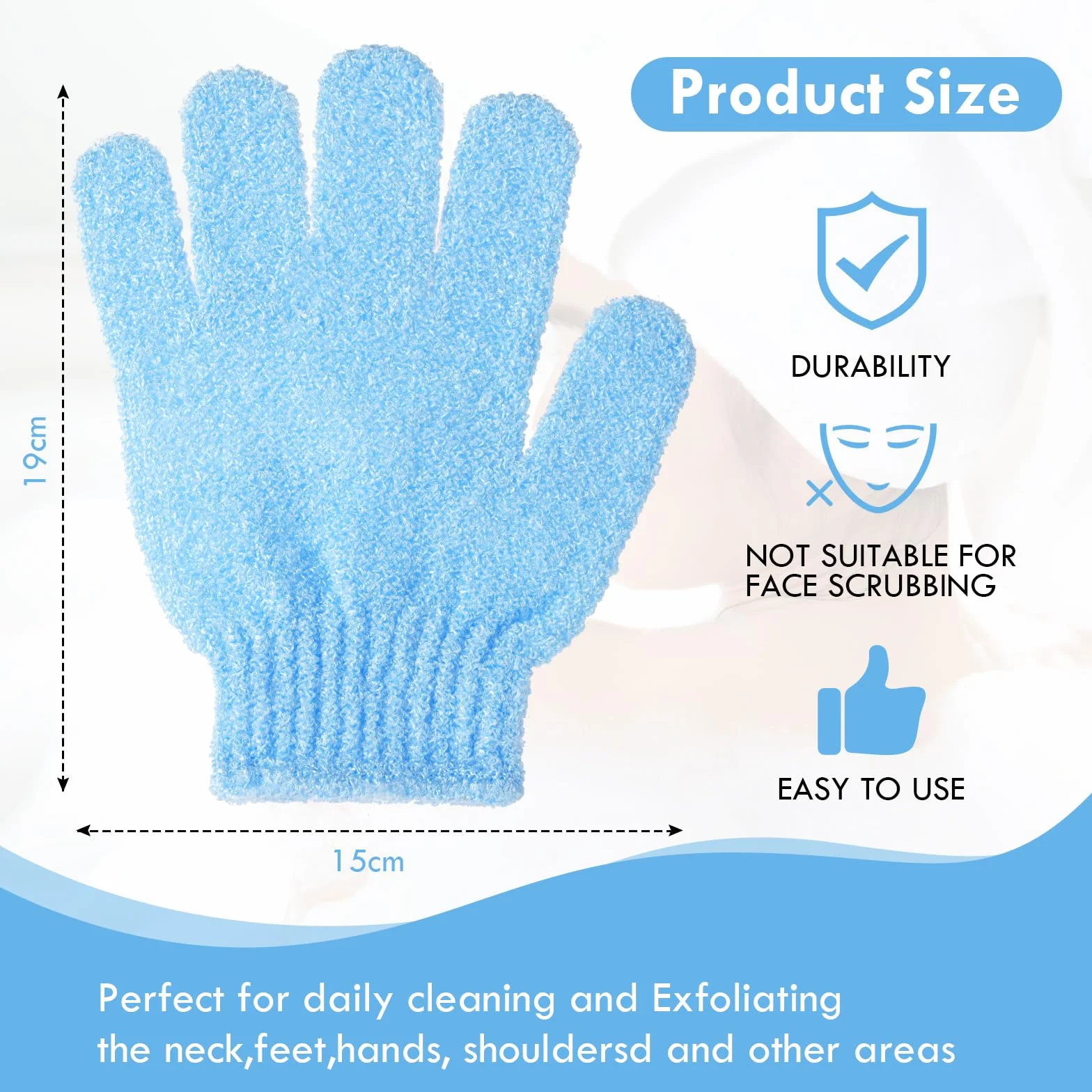 URAQT Bambusowe rękawiczki do peelingu, 6 szt. Rękawica do peelingu ciała, złuszczające rękawice prysznicowe, rękawice złuszczające, rękawice do kąpieli dwustronne peeling wielokrotnego użytku do