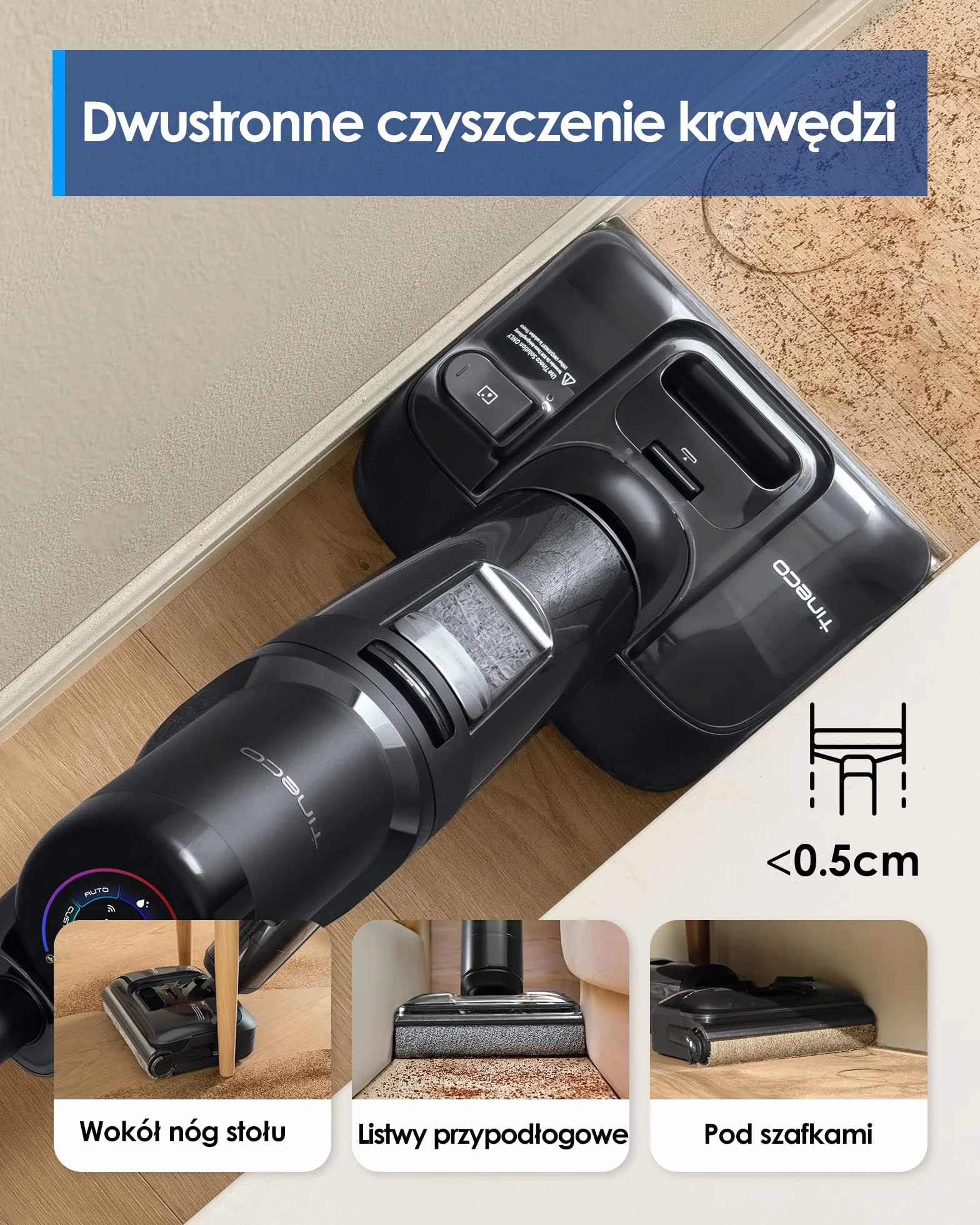 Tineco Floor ONE S7 Stretch Ultra Bezprzewodowy Odkurzacz na sucho i mokro 180° 50 minut Flashdry 85℃
