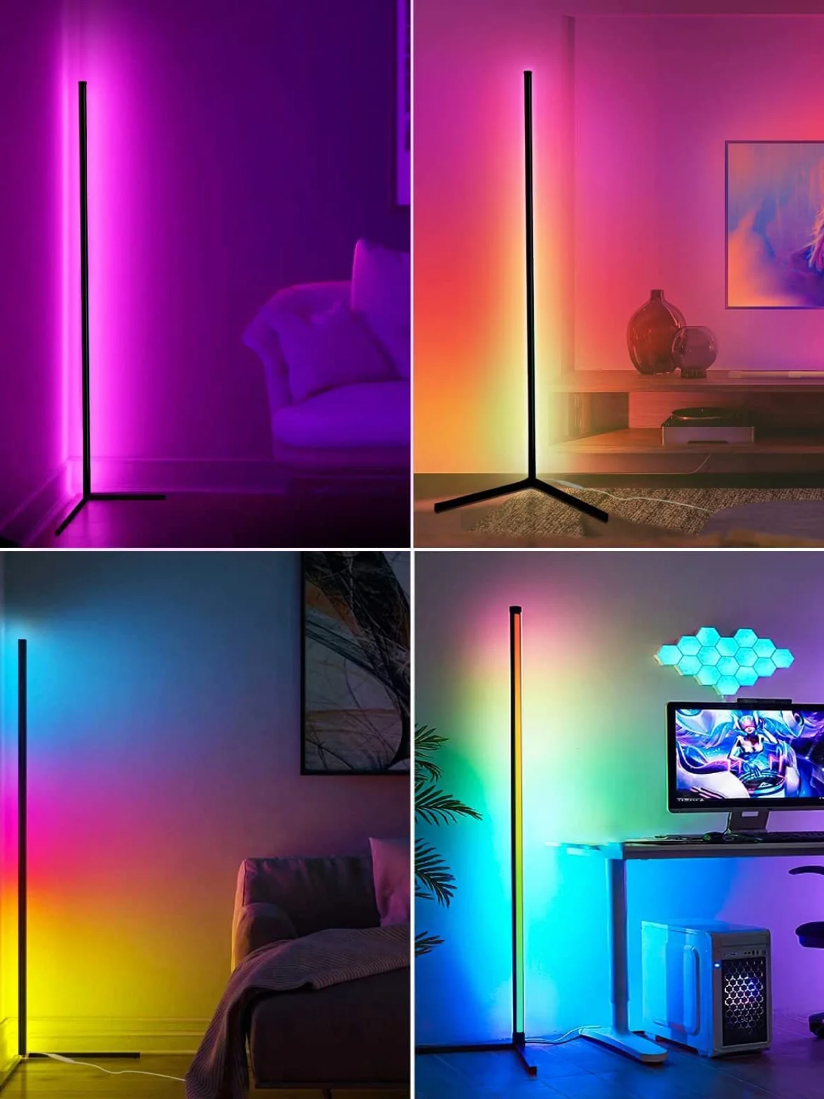 DeeprBling Lampa Podłogowa LED 165 cm ściemnialna RGB 16 Milionów Kolorów Synchronizacja Muzyki Timer