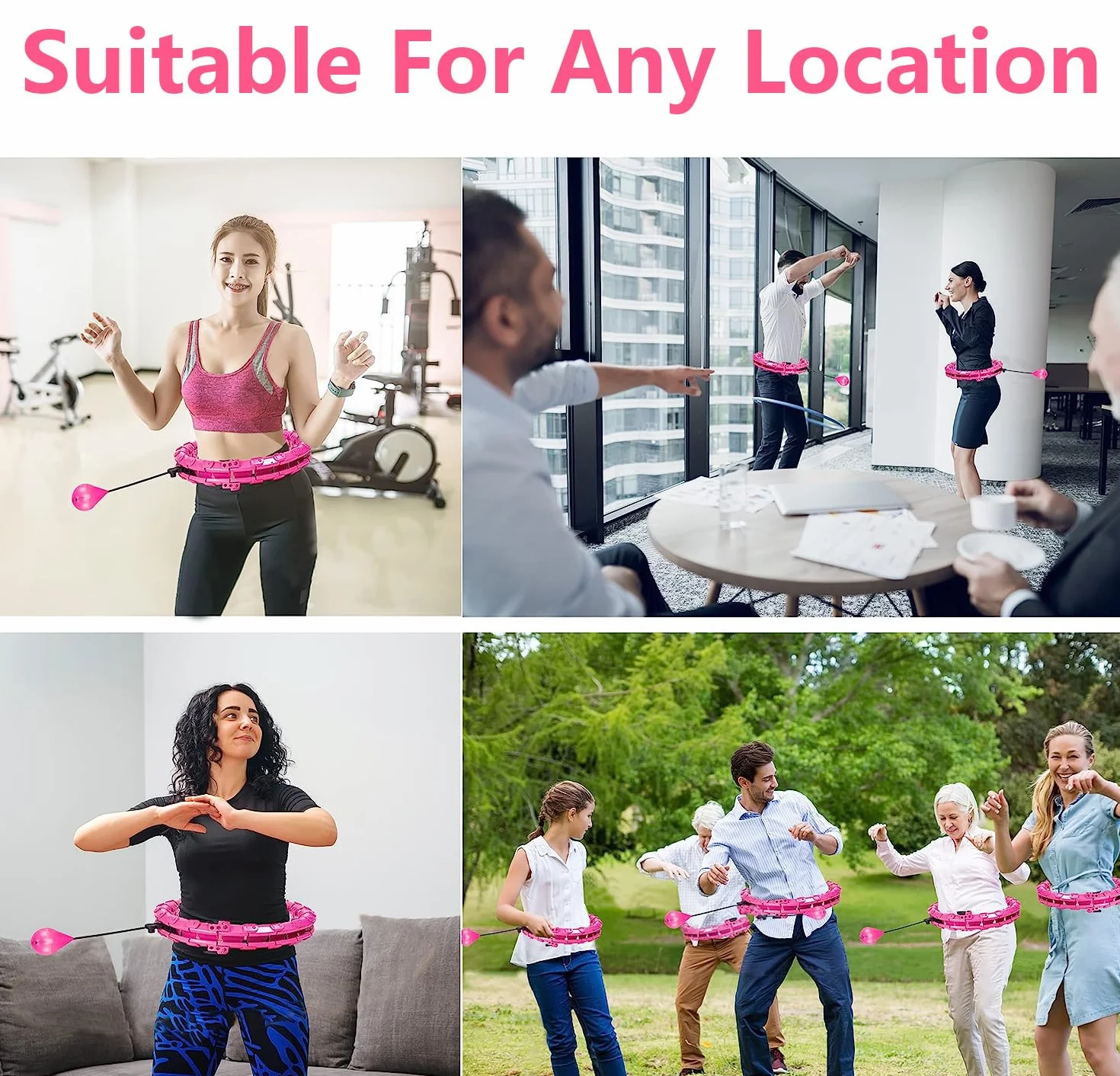 Hula Hoop obręcz dla dorosłych i początkujących, hula hoo fitness z piłką grawitacyjną, 24 sekcje regulowane, zdejmowane, 360°, do masażu, obręcz do fitnessu, utraty wagi