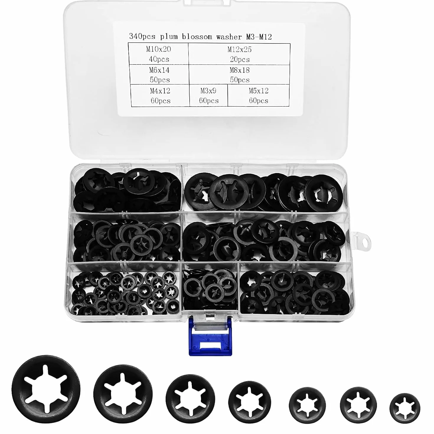 280 sztuk podkładek bezpiecznikowych stal manganowa 65 Starlock M3/M4/M5/M6/M8/M10/M12